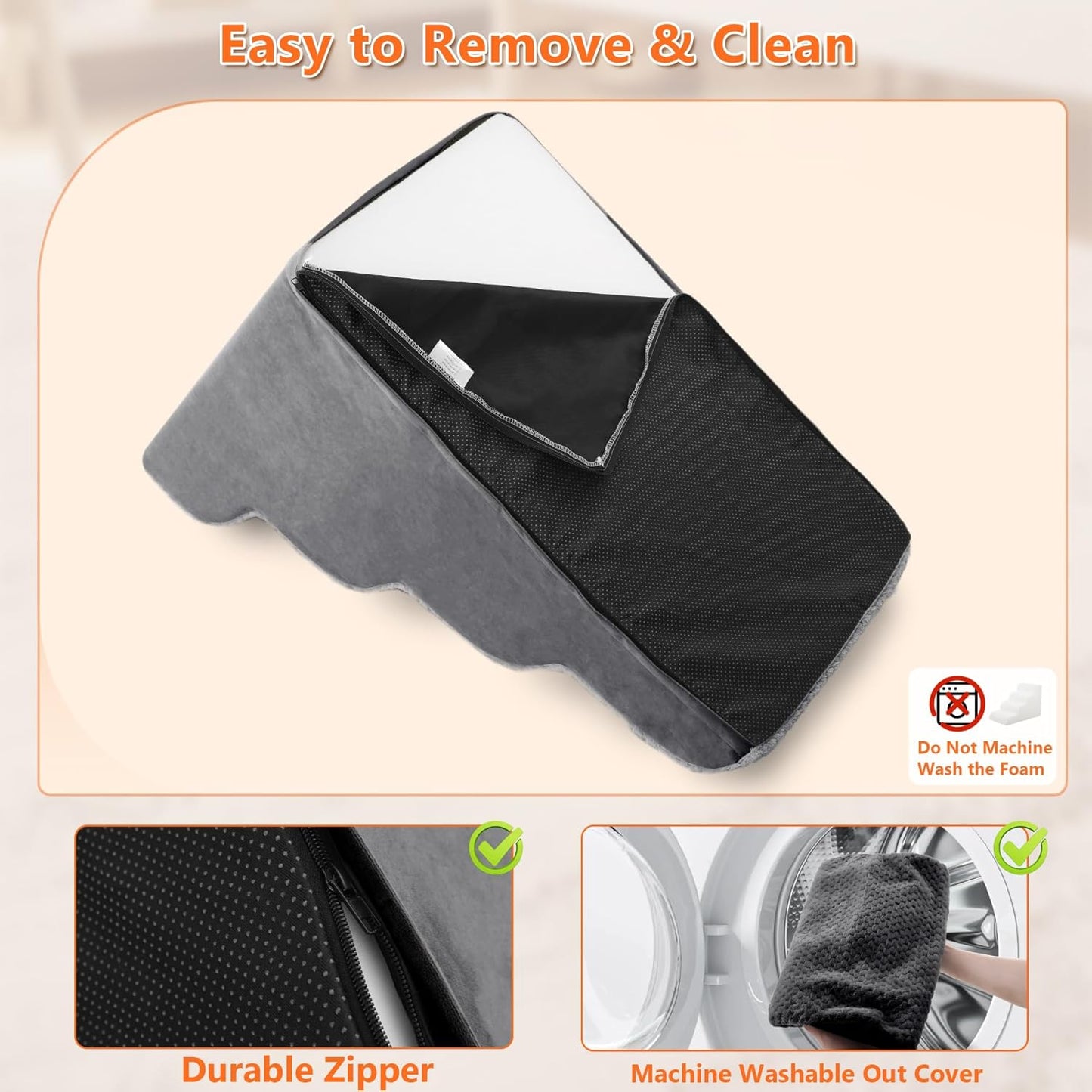 MIHIKK Dog Stairs Ramp, Curved 5-Step Dog Steps for Small Dogs and Cats, Pet Stairs for High Beds and Couch with Anti-Slip Washable Cover and Durable High Density Foam, Dark Grey