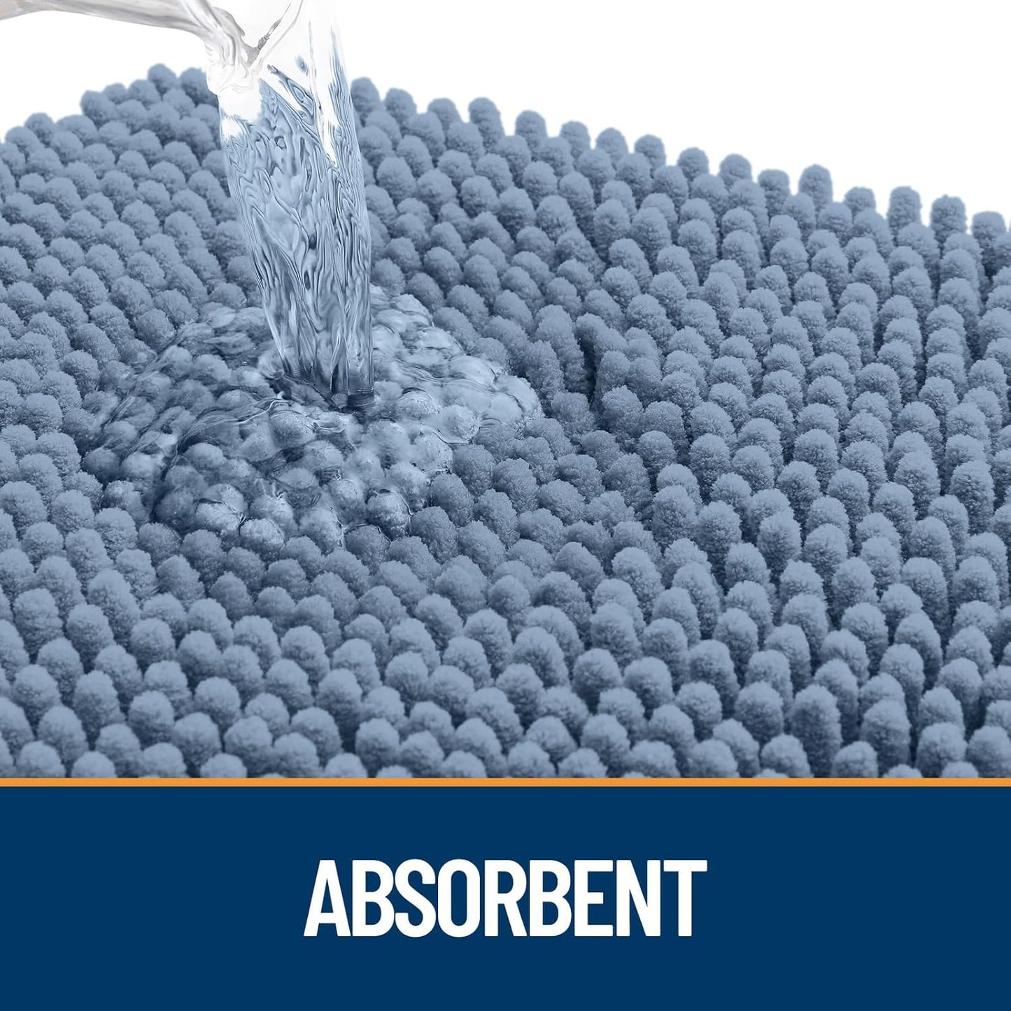 OLANLY Dog Door Mat for Muddy Paws 44x24, Absorbs Moisture and Dirt, Absorbent Non-Slip Washable Doormat, Quick Dry Chenille Mud Mat for Dogs, Entry Indoor Entryway Carpet for Inside Floor, Airy Blue