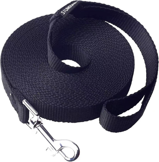 Dog/Puppy Obedience Recall Training Agility Lead - 15ft Long Training Leash，3/4in Wide - Great for Play, Camping, or Backyard (15Feet, Black)