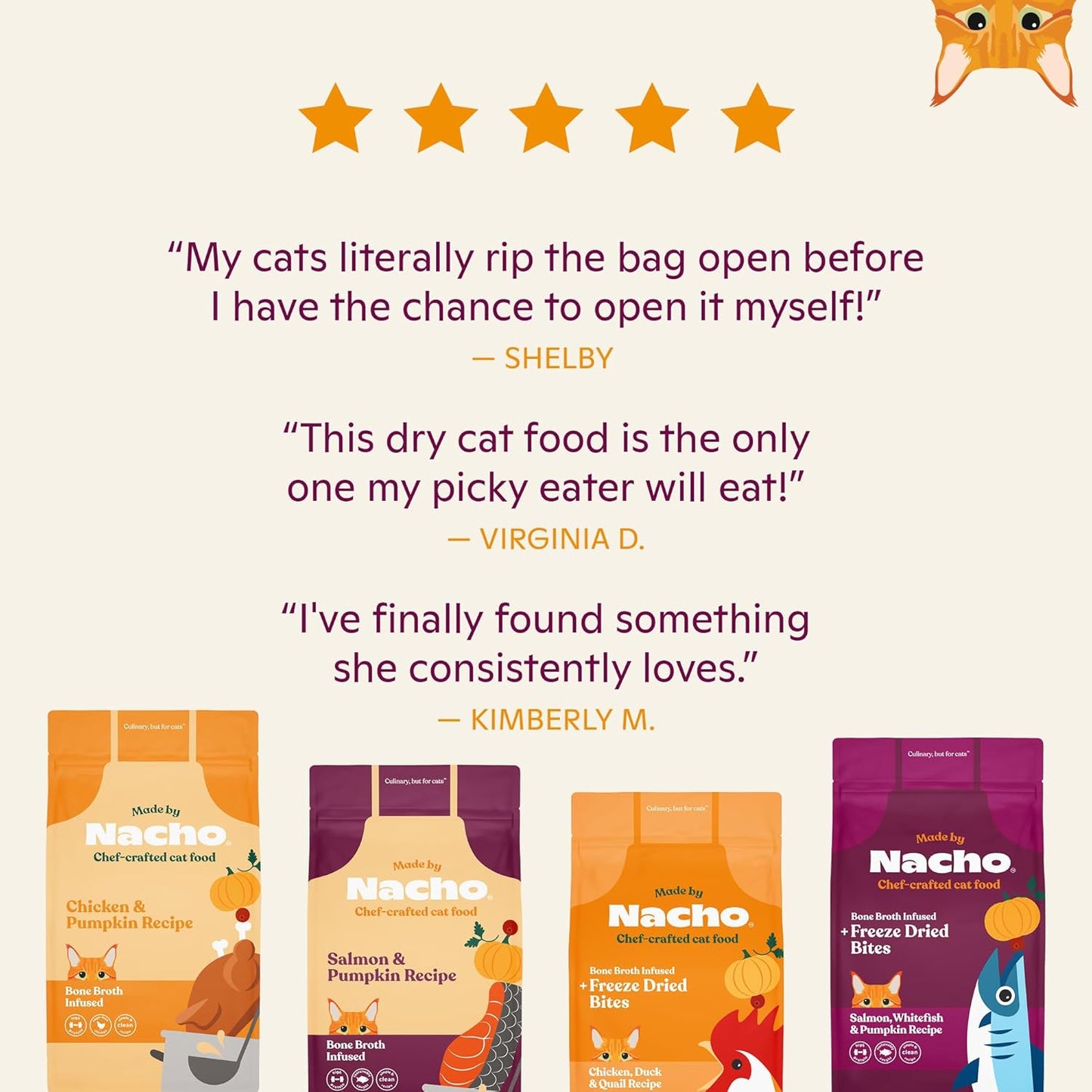 Made by Nacho Dry Cat Kibble 2lb Bag, High Protein and Grain-Friendly Premium Cat Food, Cage-Free Chicken & Pumpkin Recipe, Infused with Bone Broth for Hydration, Limited Ingredients, Single Bag