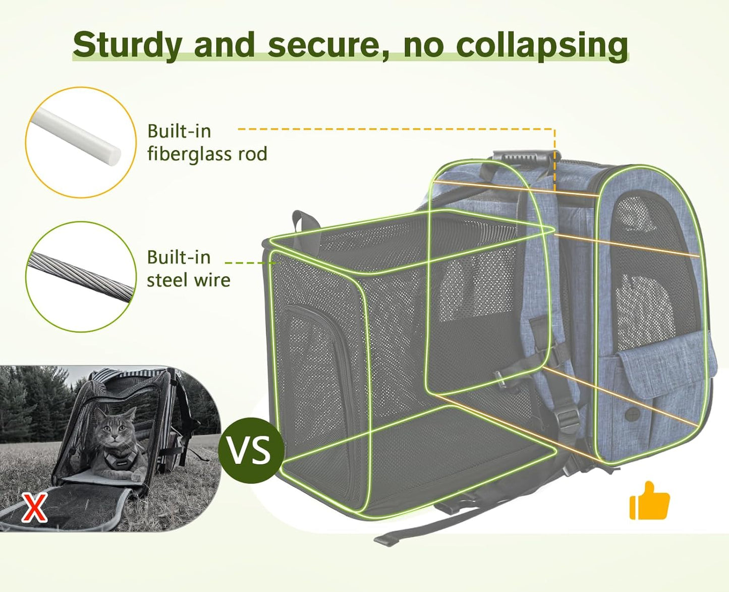 Pecute Pet Carrier Backpack, Dog Carrier Backpack, Expandable with Breathable Mesh for Small Dogs Cats Puppies, Pet Backpack Bag for Hiking Travel Camping Outdoor Hold Pets Up to 17 Lbs