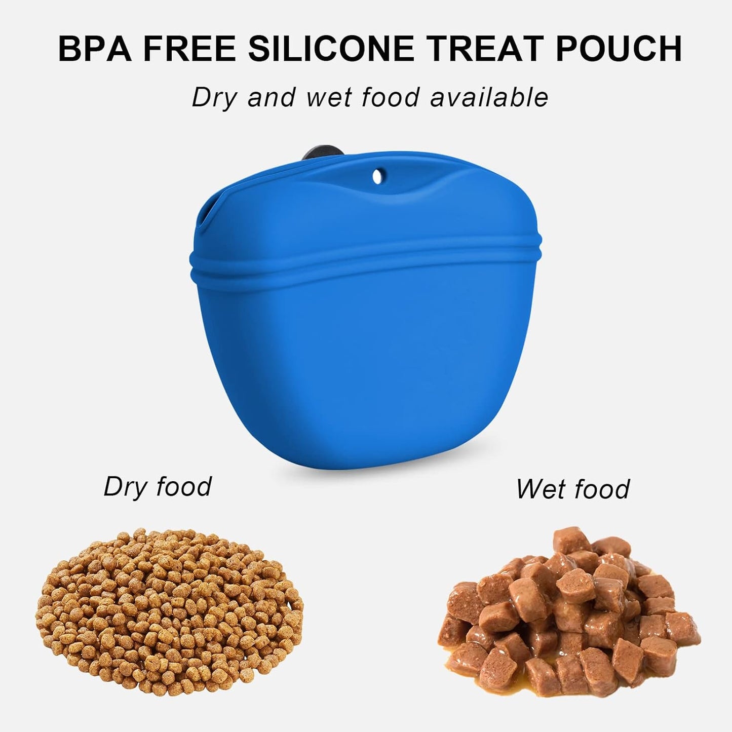 Left&Right Dog Clicker Training Kit,Silicone Dog Training Treat Pouch and Dog Clickers,Dog Treat Bag with Clicker Training for Dogs,Pet Treat Bag with Magnetic Buckle Closing and Waist Clip,Navy Blue