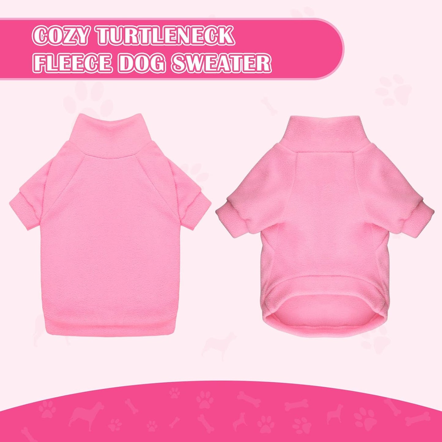 3 Pack Dog Sweaters for Small Dogs, Fleece Dog Sweater Pet Clothes Turtleneck Soft Warm Sweatshirt Puppy Sweater Boy Girl Pet(Pink+Hotpink+Purple,S)