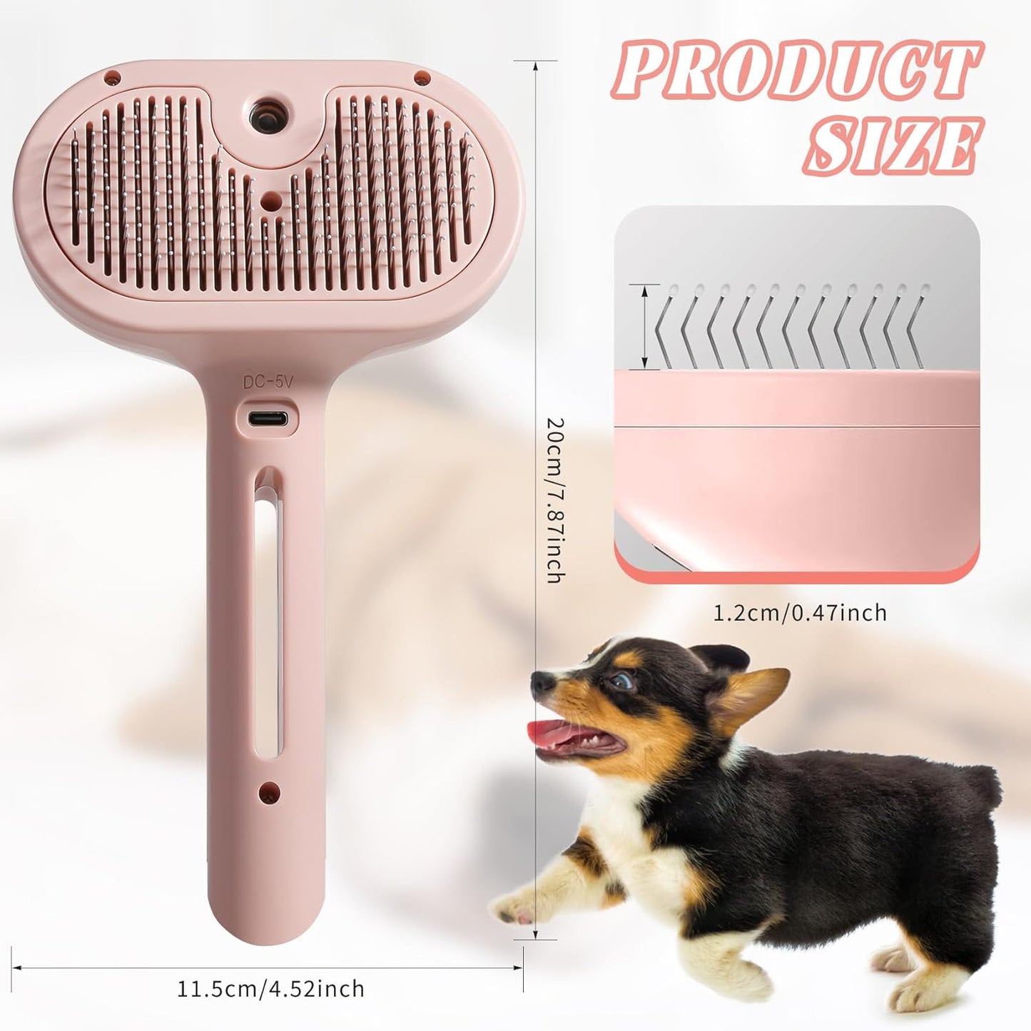 Self-Cleaning Spray Cat Brush for Shedding, Removes Static Flying Hair, and Works Wonders for Both Long and Short-Haired Pets 2 In 1 Cleaning Brush for Cats And Dogs Grooming (pink)