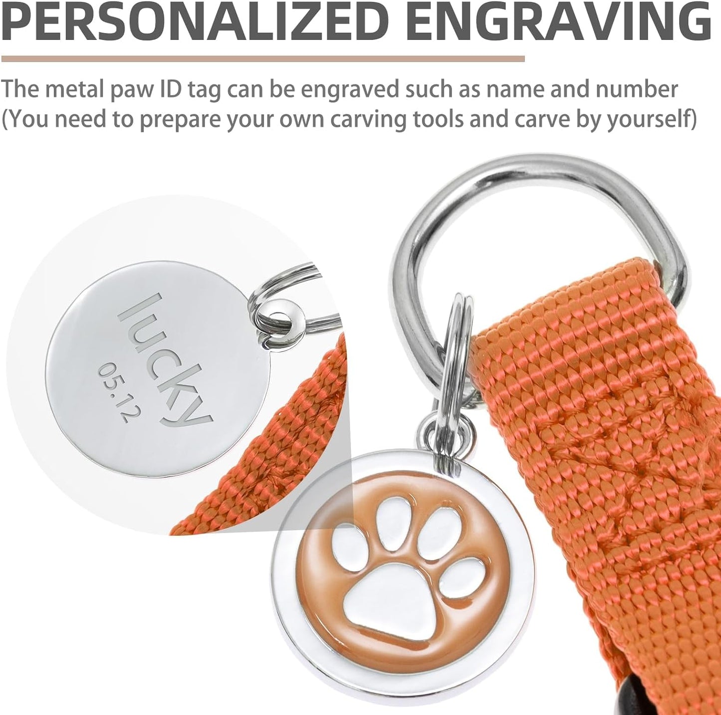 PUPTECK No Pull Dog Harness Soft Adjustable Basic Nylon Step in Puppy Vest Outdoor Walking with ID Tag Medium Orange