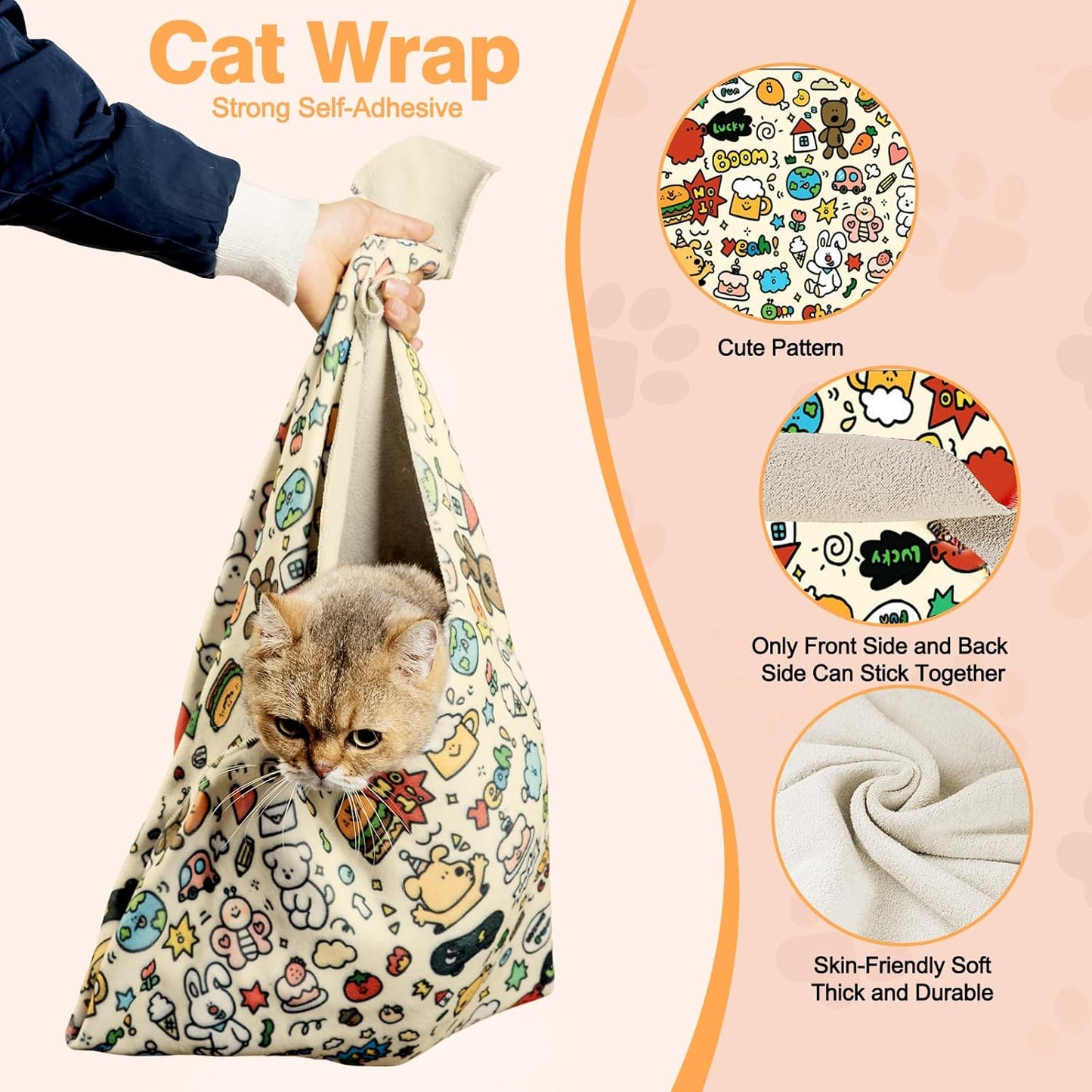 35.5" Cat Grooming Wrap Cat Wrap for Cutting Nails Cat Restraint for Nail Clipping Cat Swaddle Wrap Cat Burrito Wrap XL(Within 22lbs) Anti-Scratch Anti-Escape Multifunctional Pet Tool