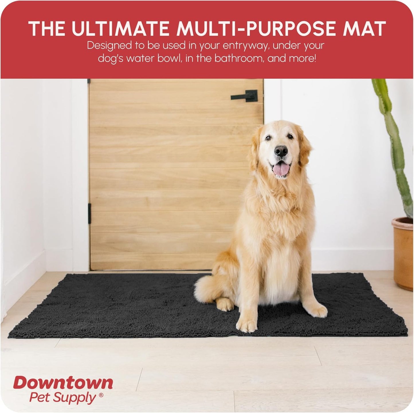 My Doggy Place Microfiber Dog Mat for Muddy Paws, 60" x 36" Charcoal - Non-Slip, Absorbent and Quick-Drying Dog Paw Cleaning Mat, Washer and Dryer Safe - X-Large/Runner
