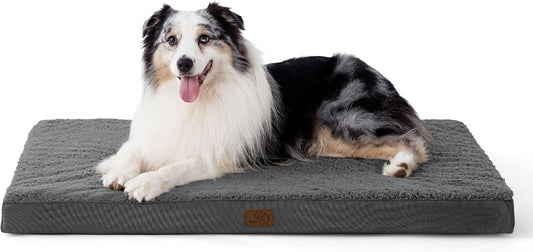 Bedsure XL Dog Bed for Crate - Large Orthopedic Flat Pet Beds with Removable Washable Cover, Egg Crate Foam Crate Mat, Suitable for Pet Up to 90 lbs