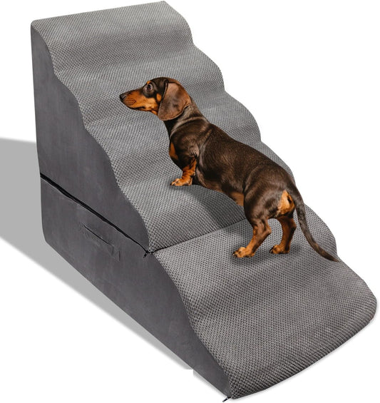 Dog Stairs&Steps for 30 Inches High Bed Up to 30-36 Inch Tall, Pet Cat Ramp Ladder for Small Dogs, Doggie, Old Cats, Kitty, Small Animals Grey