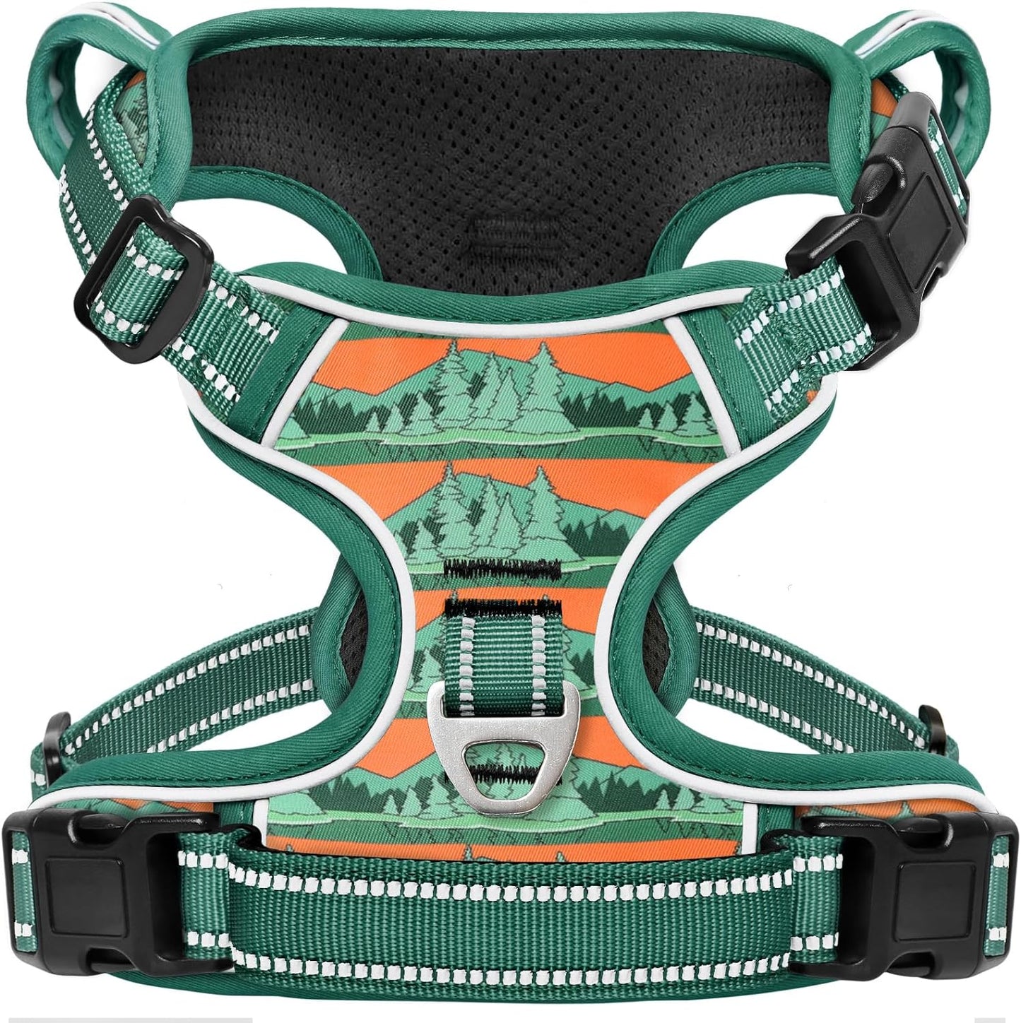 Timos No Pull Dog Harness,No Choke Front Clip Dog Reflective Harness,Adjustable Soft Padded Pet Vest with Easy Control Handle for Large Dogs,Wilderness,L