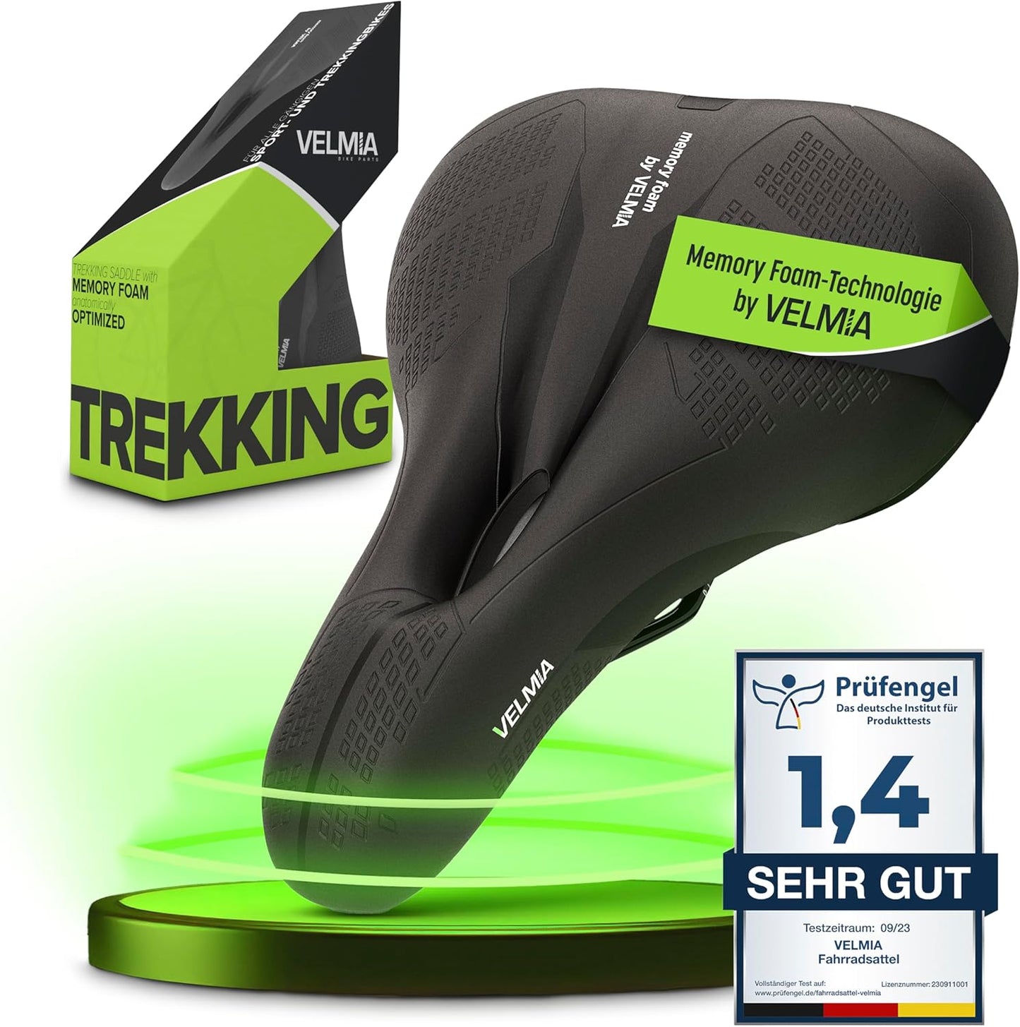 Velmia Bicycle Saddle - Comfortable Saddle for Men and Women - 3 Zone Concept - Waterproof Bicycle Seat with Ergonomic Design