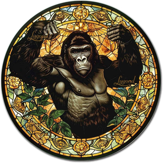 Lygond Metal Gorilla Sign - Stained Glass, 12x12 Inches