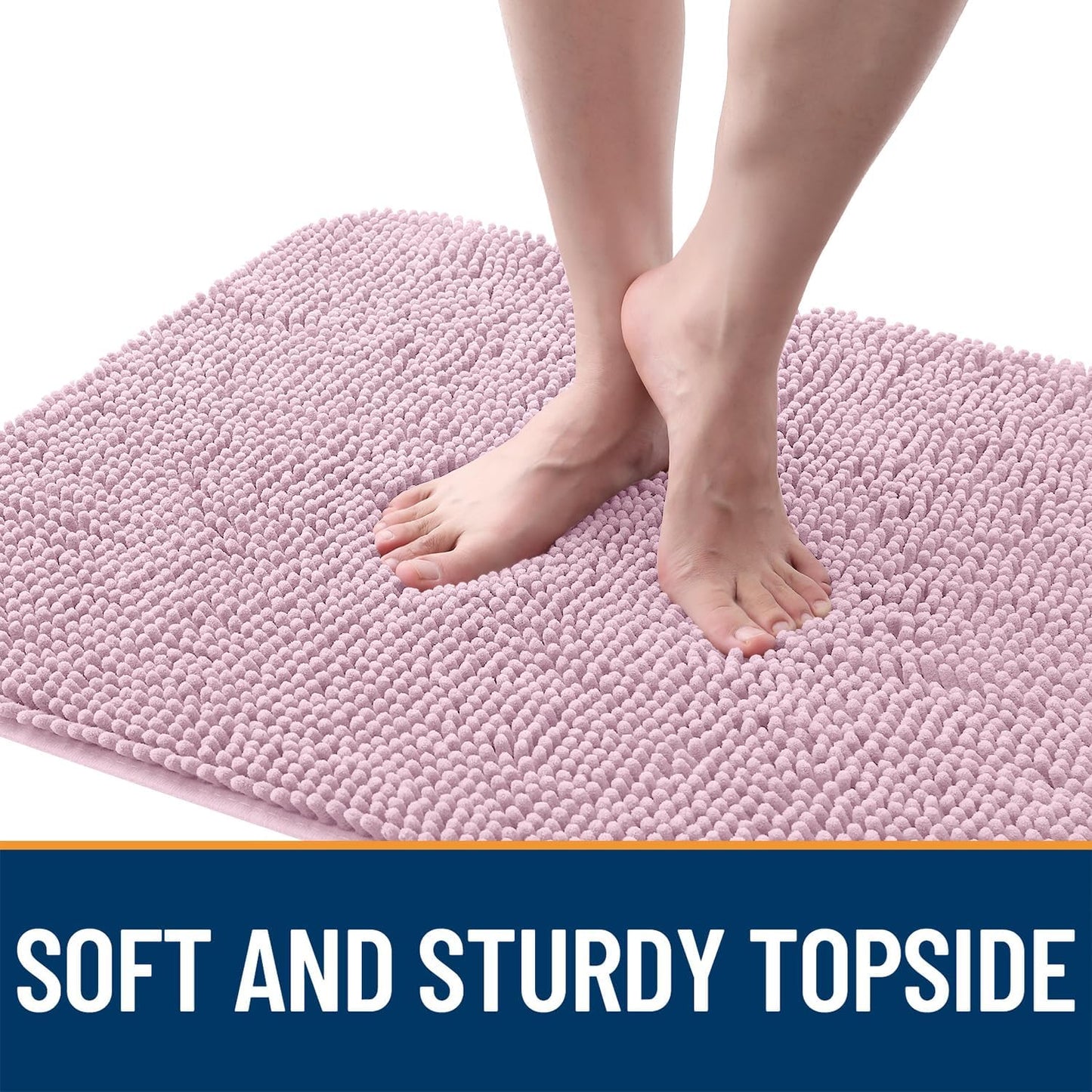 OLANLY Dog Door Mat for Muddy Paws 34x21, Absorbs Moisture and Dirt, Absorbent Non-Slip Washable Doormat, Quick Dry Chenille Mud Mat for Dogs, Entry Indoor Entryway Carpet for Inside Floor, Dusty Rose