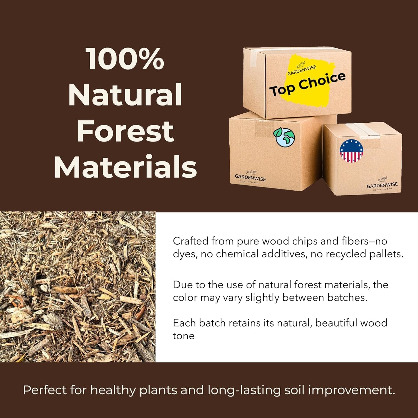 Premium Organic Wood Mulch for Gardens, Landscaping, Potted Plants, and Vegetable Gardens (1.3 CF - 37 L - 39 QTS)