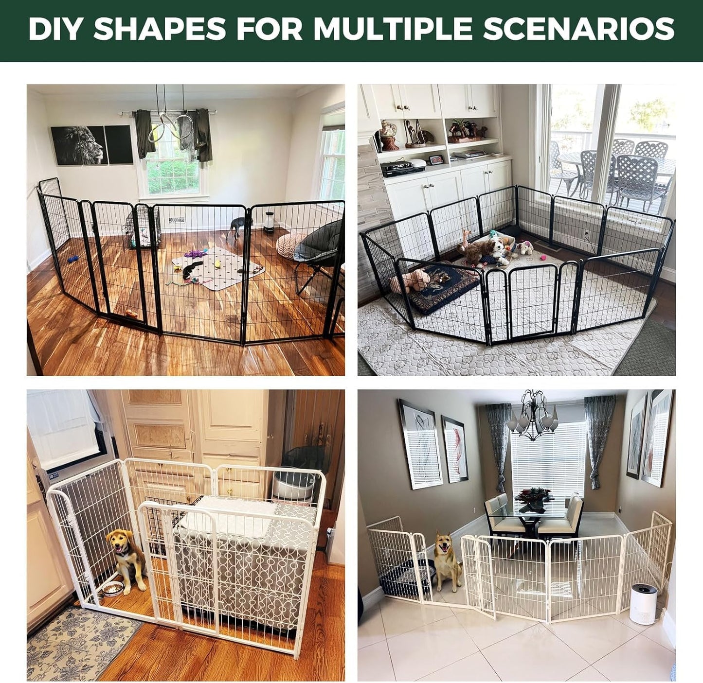 FXW Homeplus Unleashed Indoor Dog Playpen - Stress-Free and Safe Play, Heavy Duty 24 Inch 8 Wire Panels Dog Pen for Puppy and Small Dogs, Black│Patented