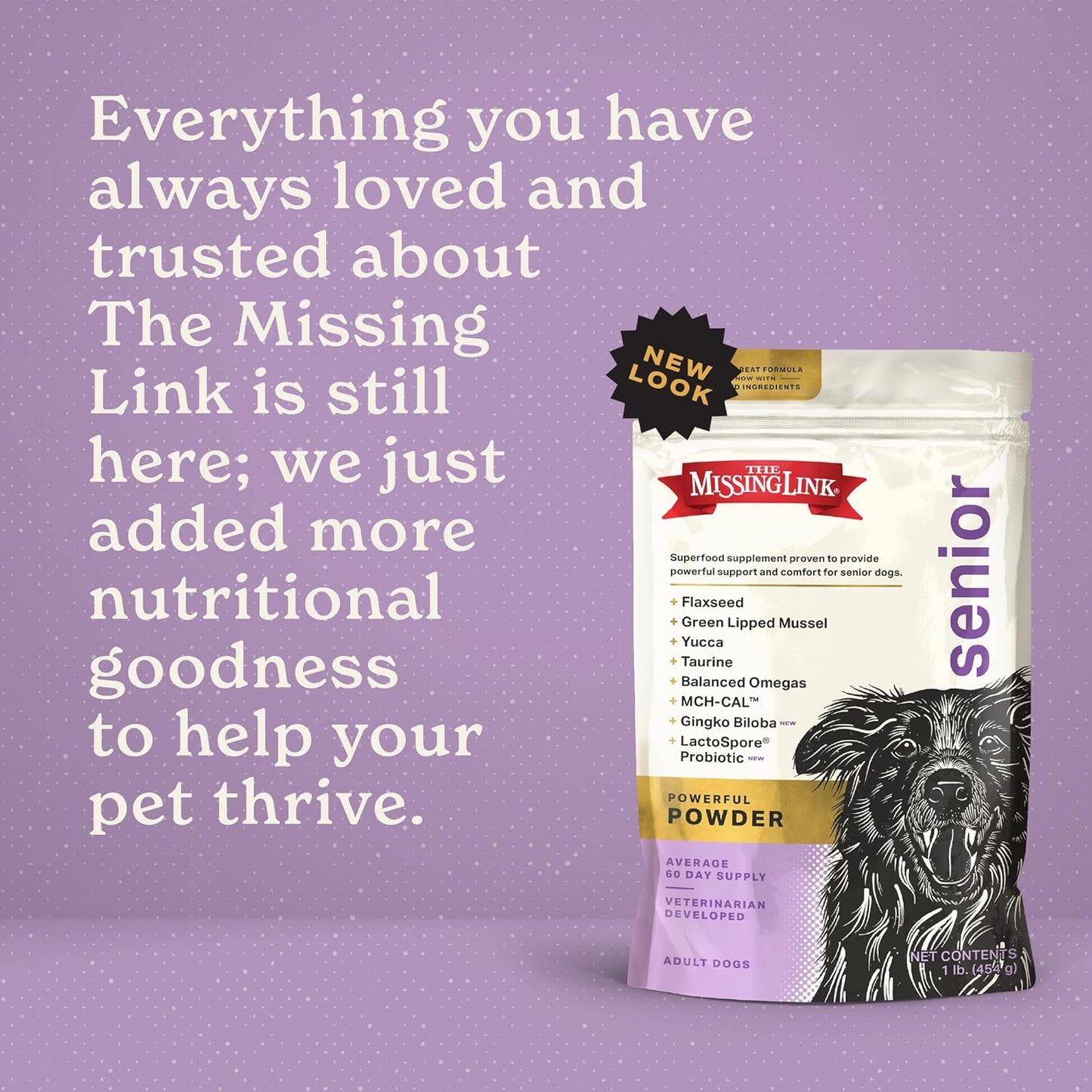 The Missing Link Senior Dog Supplement 1lb Bag 2/Pack - Powerful Powder Supports Bones, Joints, Skin, Coat, Heart, Eyes, Memory & Cognition