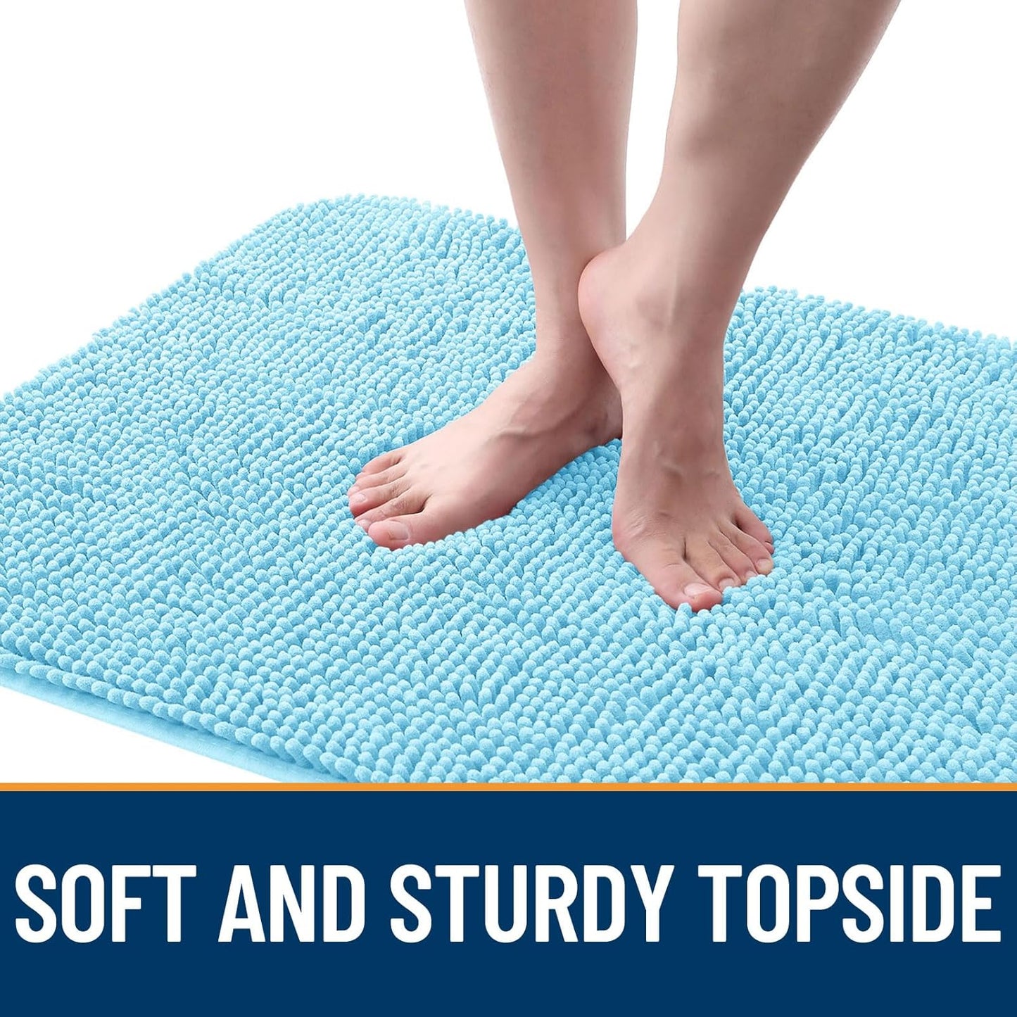 OLANLY Dog Door Mat for Muddy Paws 70x24, Absorbs Moisture and Dirt, Absorbent Non-Slip Washable Doormat, Quick Dry Chenille Mud Mat for Dogs, Entry Indoor Entryway Carpet for Inside Floor, Blue