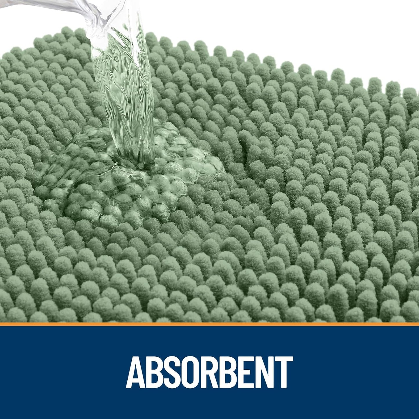 OLANLY Dog Door Mat for Muddy Paws 44x24, Absorbs Moisture and Dirt, Absorbent Non-Slip Washable Doormat, Quick Dry Chenille Mud Mat, Entry Indoor Entryway Carpet for Inside Floor, Olive Green