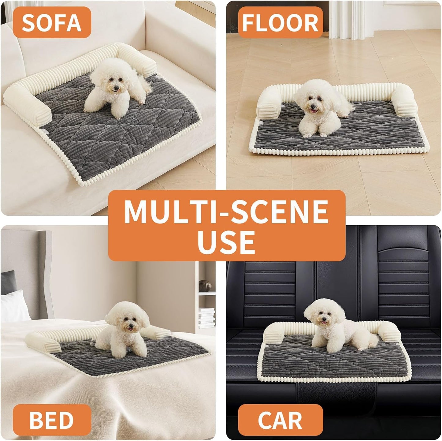 HAOMAIJIA Dog Couch Bed for Large Dogs, Non Slip Pet Couch Covers for Sofa Thick Soft Washable Dog Couch Cover Protector All Seasons Universal Dogs and Cats Bed Mat (Grey, Large)