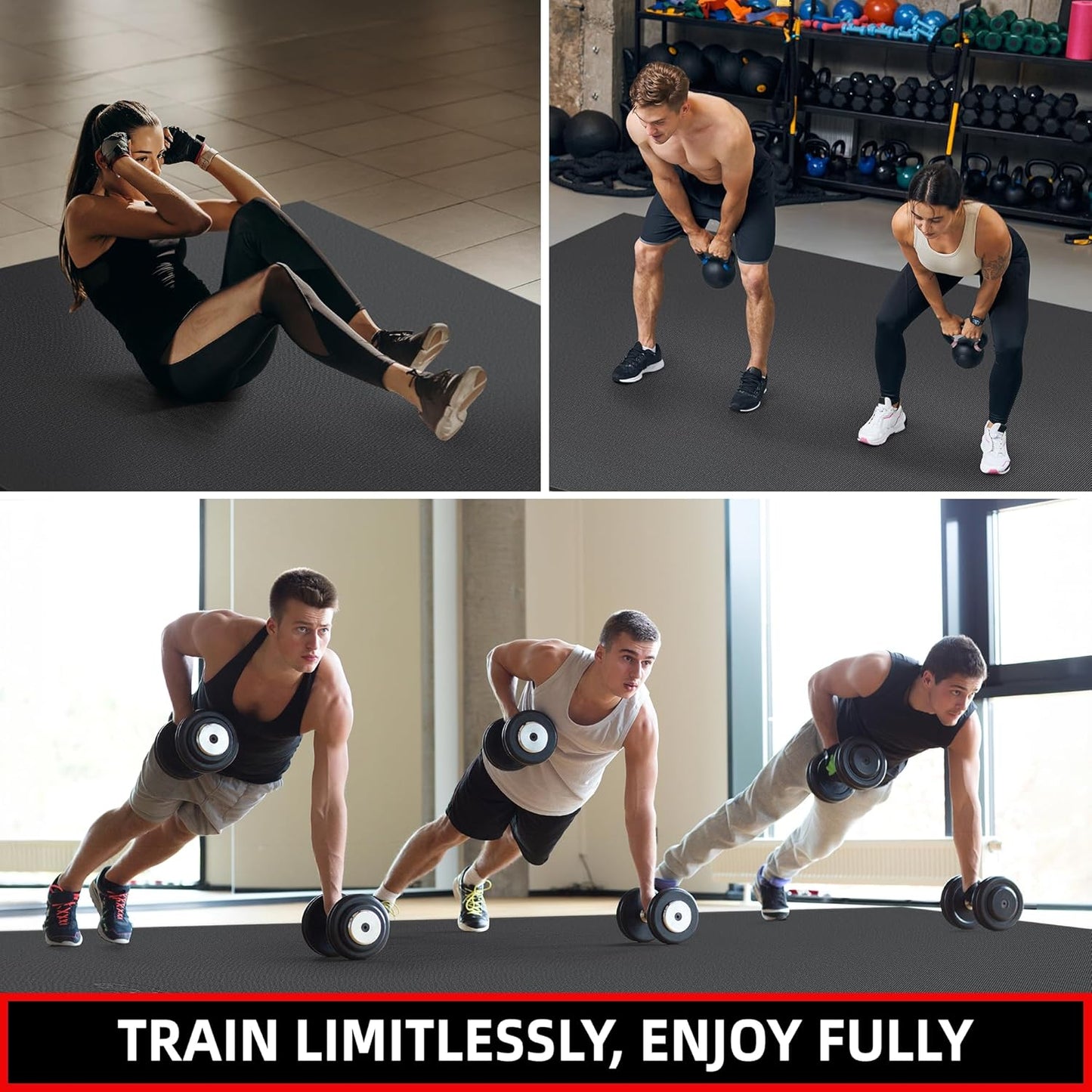 Extra Large Exercise Mat, 10'x6'/9'x6'/8'x6'/7'x5'/6'x4' (8mm/10mm) Thick Workout Mat for Home Gym Flooring, Garage, Shoe-Friendly, High-Density, MMA, HIIT, Weight Lifting, Cardio&Strength