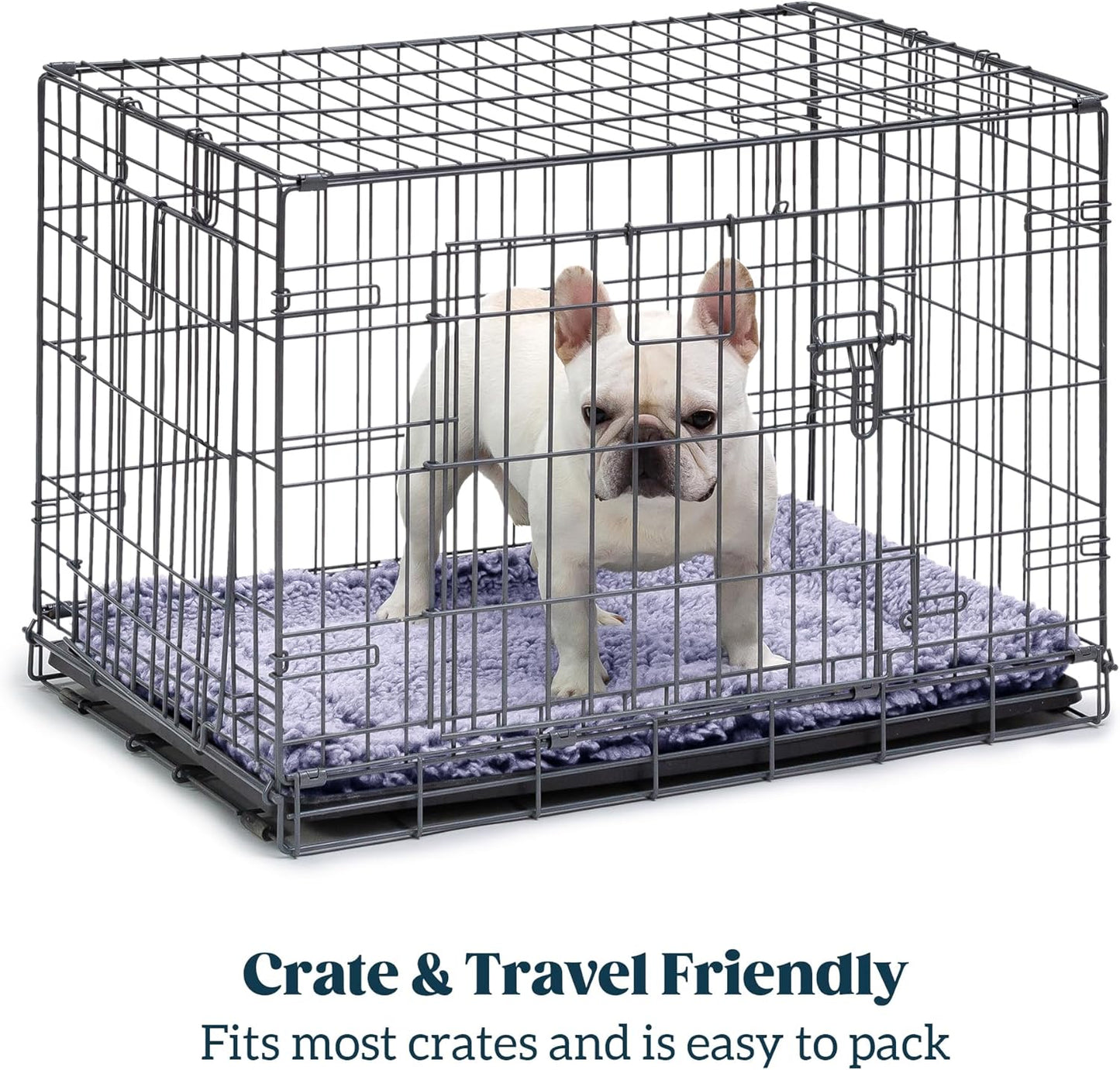 Stoutwool Indestructible Dog Bed - Fluffy Chew Proof Dog Crate Pad - Tough Kennel Pad for Aggressive Chewers - Washable, Ideal for Toy Breeds & Fits 18-Inch Crate - 17"x11", Jacaranda
