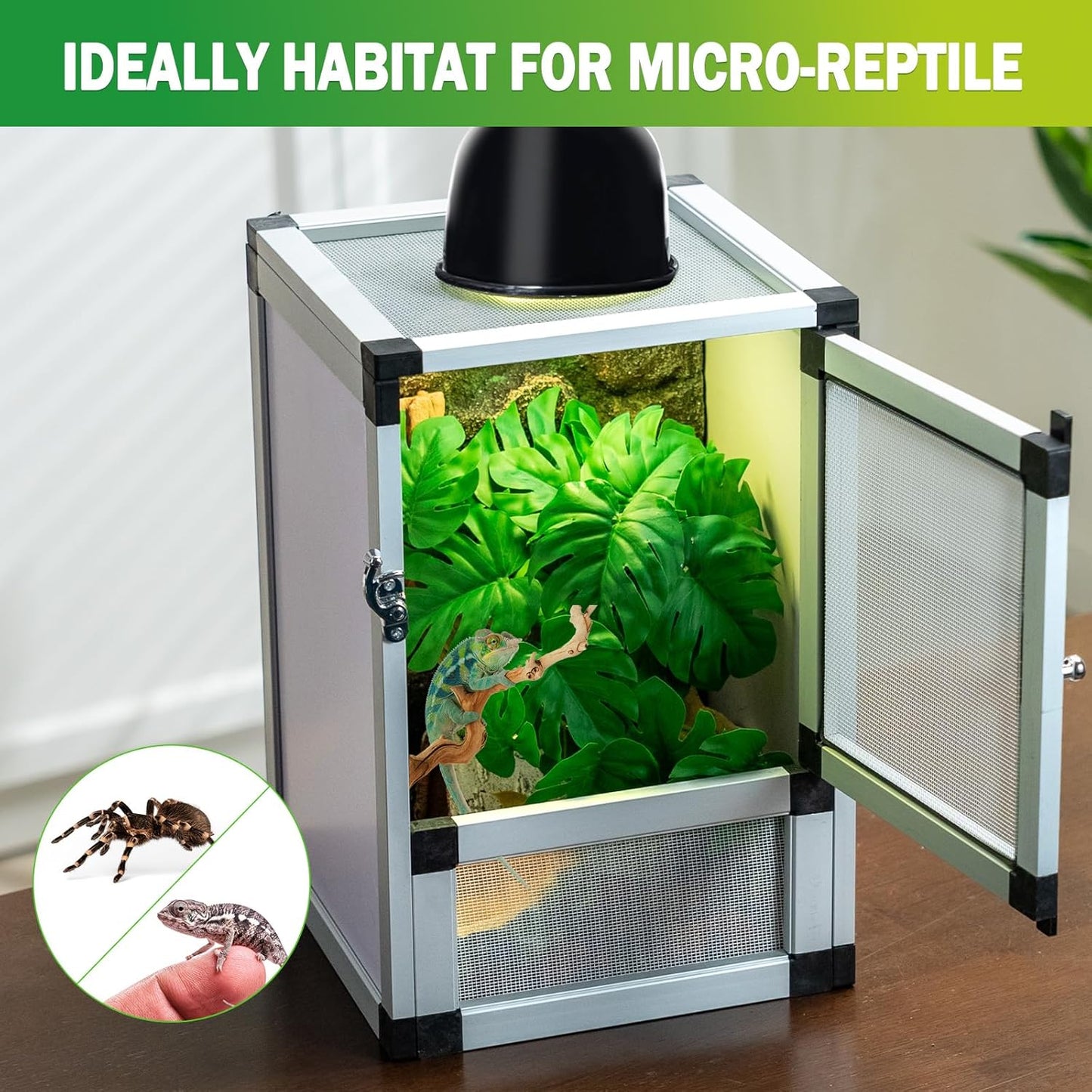 5-Pack Reptile Cage 8" x 8" x 12", Small Hatching Habitat with Screen & Acrylic Doors, Ventilated Terrarium for Lizards, Frogs, Easy to Assemble
