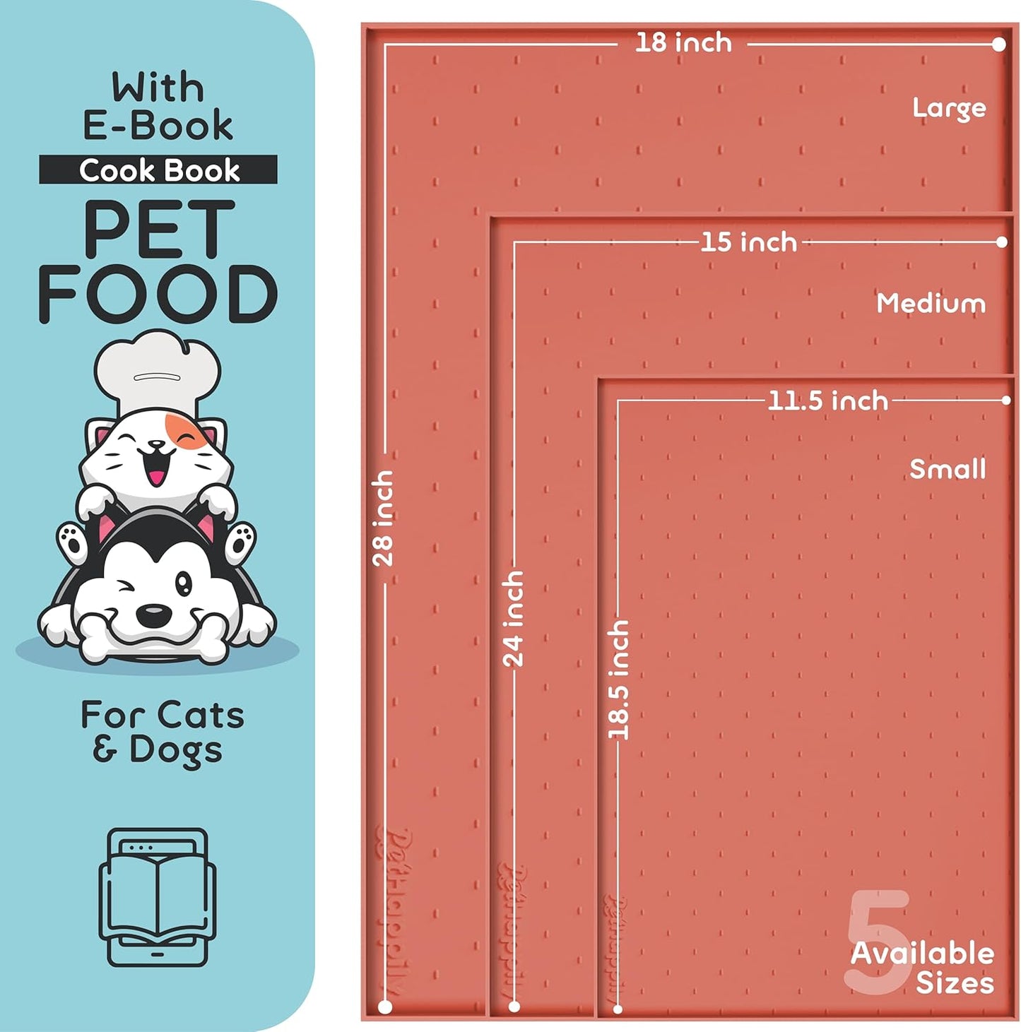 Dog Food Mat - 28x18 Raised Edges Dogs Mat for Food and Water Prevent Spill, Waterproof Cat Food Mats Protect Floors, Easy Clean Dog Bowl Mats for Food and Water, Silicone Pet Feeding Placemats