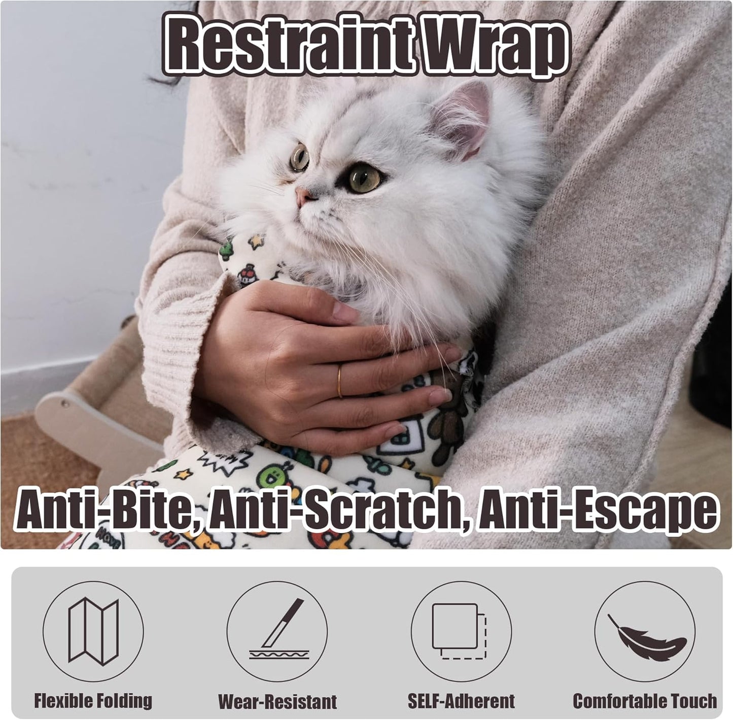 35.5" Cat Grooming Wrap Cat Wrap for Cutting Nails Cat Restraint for Nail Clipping Cat Swaddle Wrap Cat Burrito Wrap XL(Within 22lbs) Anti-Scratch Anti-Escape Multifunctional Pet Tool