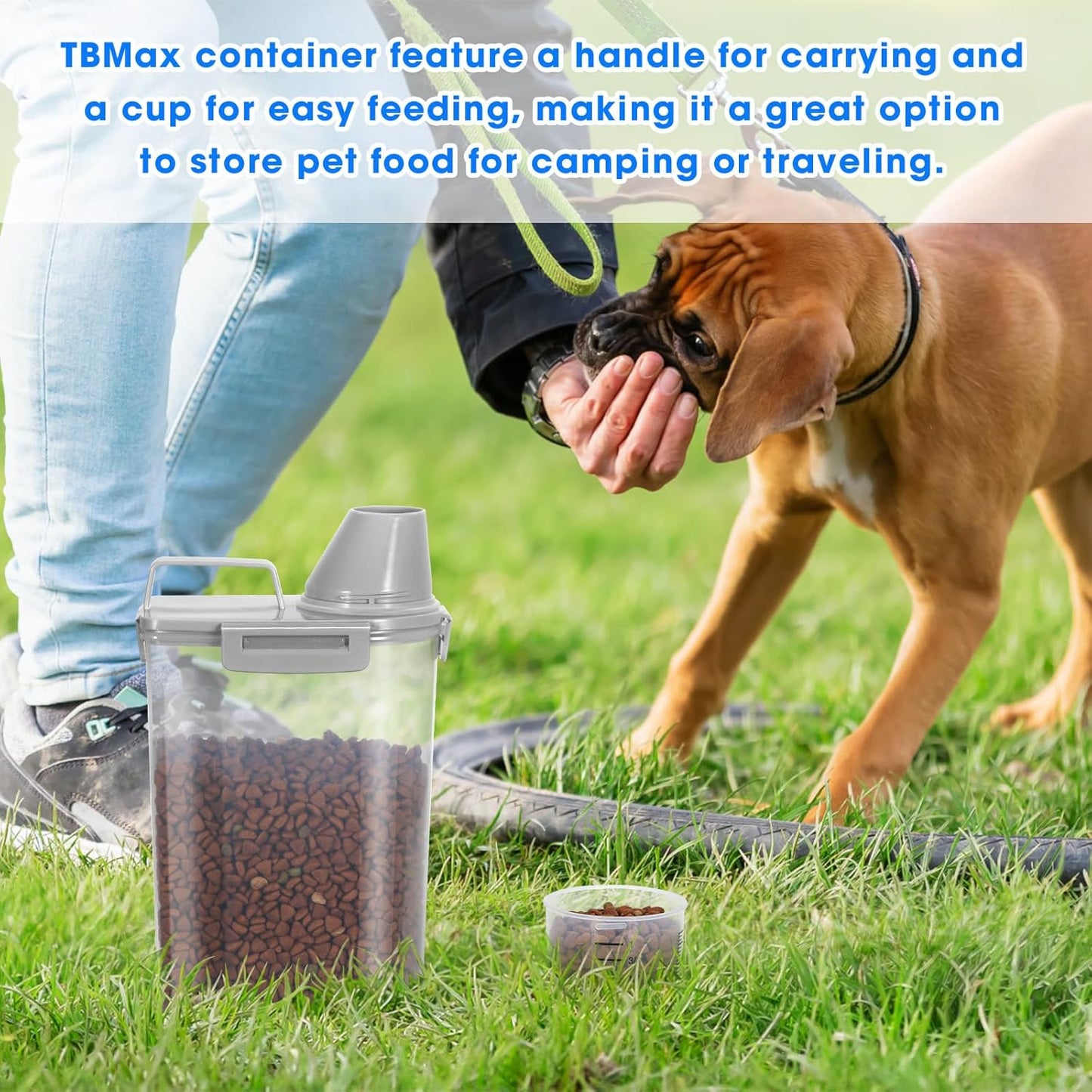 TBMax Pet Food Storage Containers 2 Pack 8-10 Lbs Airtight Dog Food Container Dispenser with Large Spout & Portable Handle, Travel Dog Treat Cat Food Storage Bin Bird Seed Container