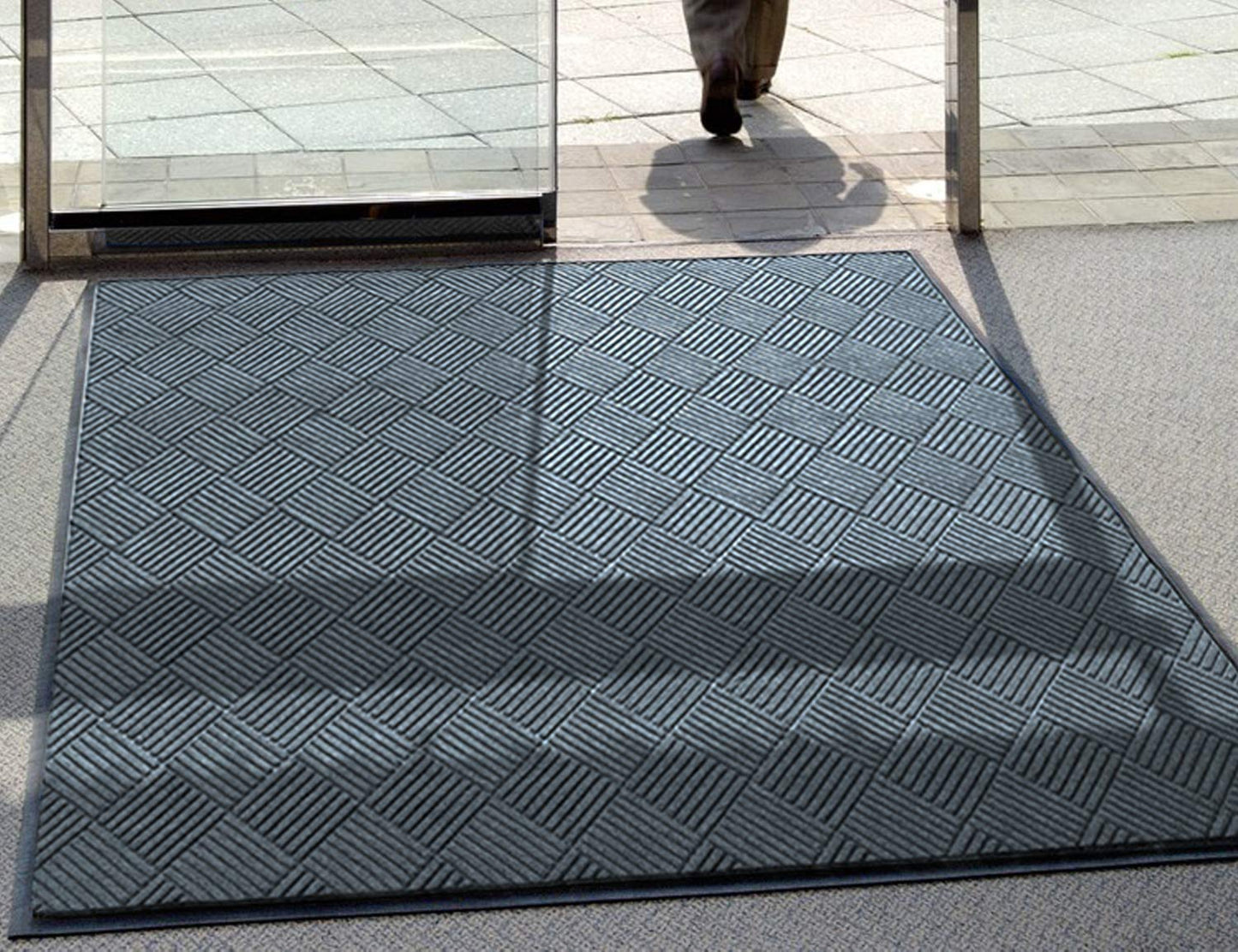 WaterHog Diamond | Commercial-Grade Entrance Mat with Rubber Border – Indoor/Outdoor, Quick Drying, Stain Resistant Door Mat (Bluestone, 3' x 8')