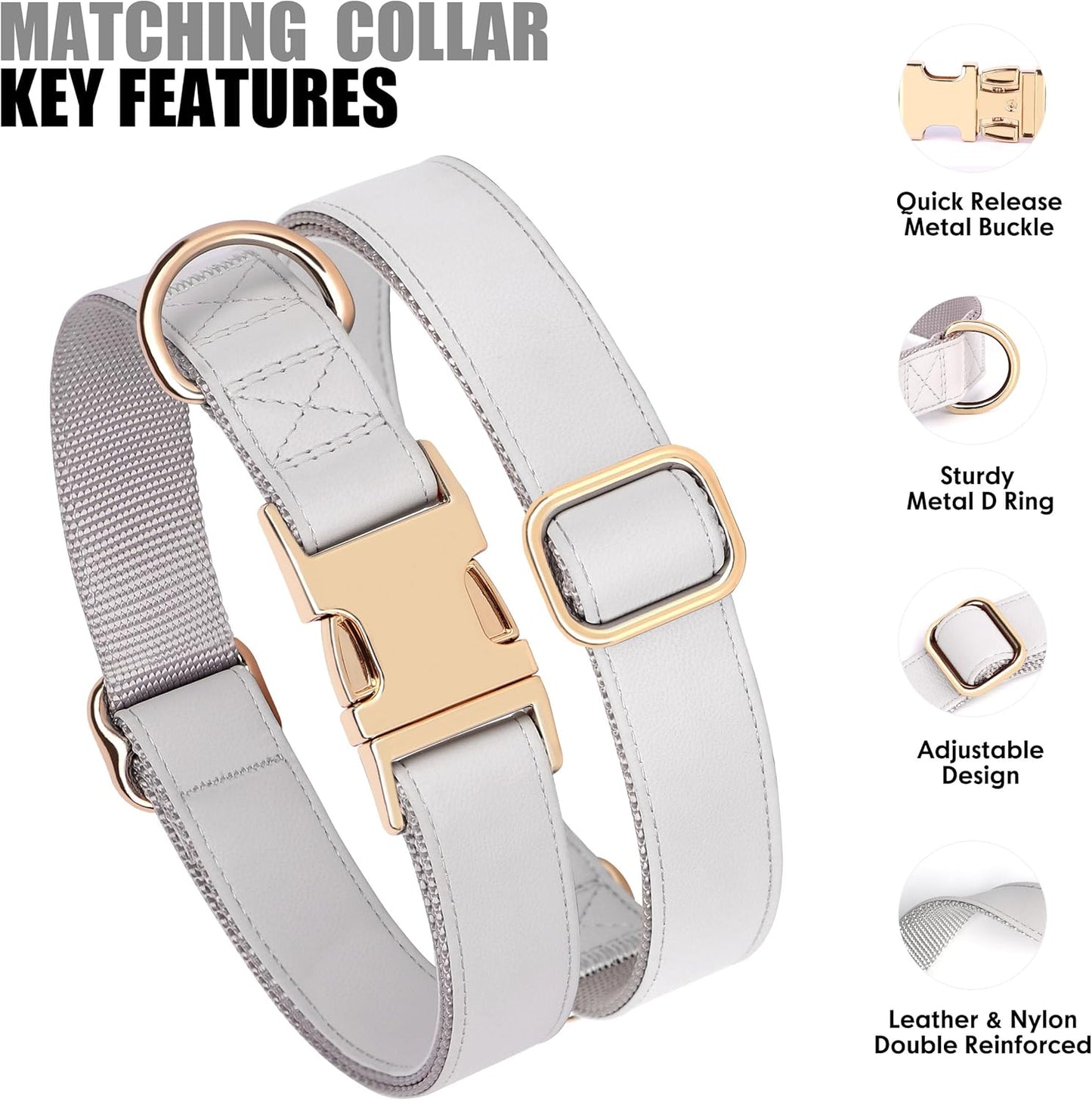 PET ARTIST Soft PU Leather Dog Collar for Medium Dogs, Bright & Classic Nylon Padded Durable Dog Collar Leather with Quick Release Metal Buckle Adjustable for Male Dogs, Neck Fit 13-19"