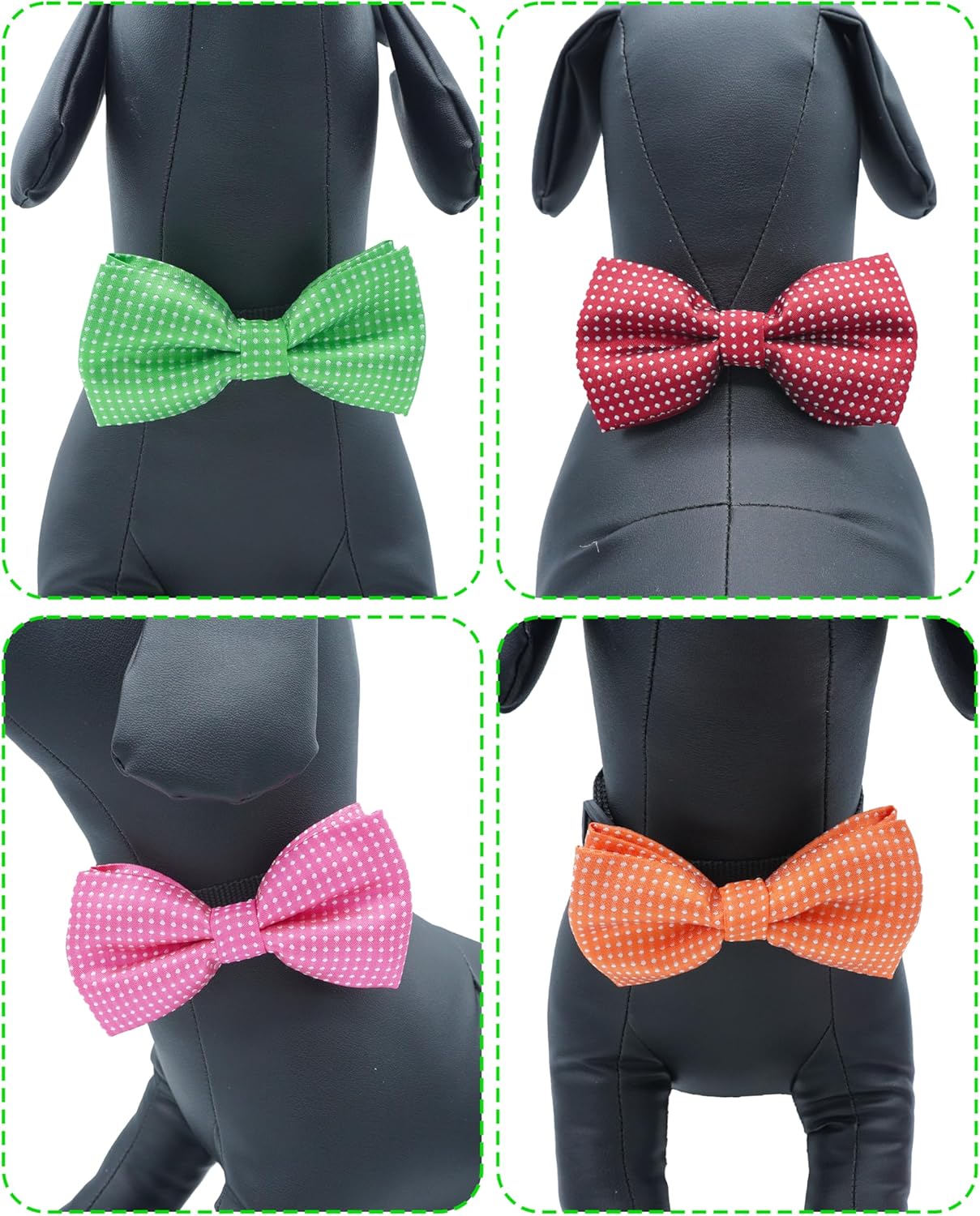 PET SHOW 8 Pack Dot Big Dogs Collar Embellishment Attachment Bow Ties for Medium Large Dogs Collar Charms Accessories Slides Bowties for Birthday Wedding Parties Assorted