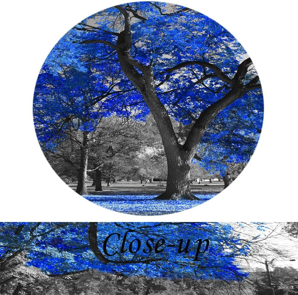 KREATIVE ARTS Canvas Print Wall Art Painting Contemporary Blue Tree In Black And White Style Fall Landscape Picture Modern Giclee Stretched And Framed Artwork (Large Size 60x32inch)