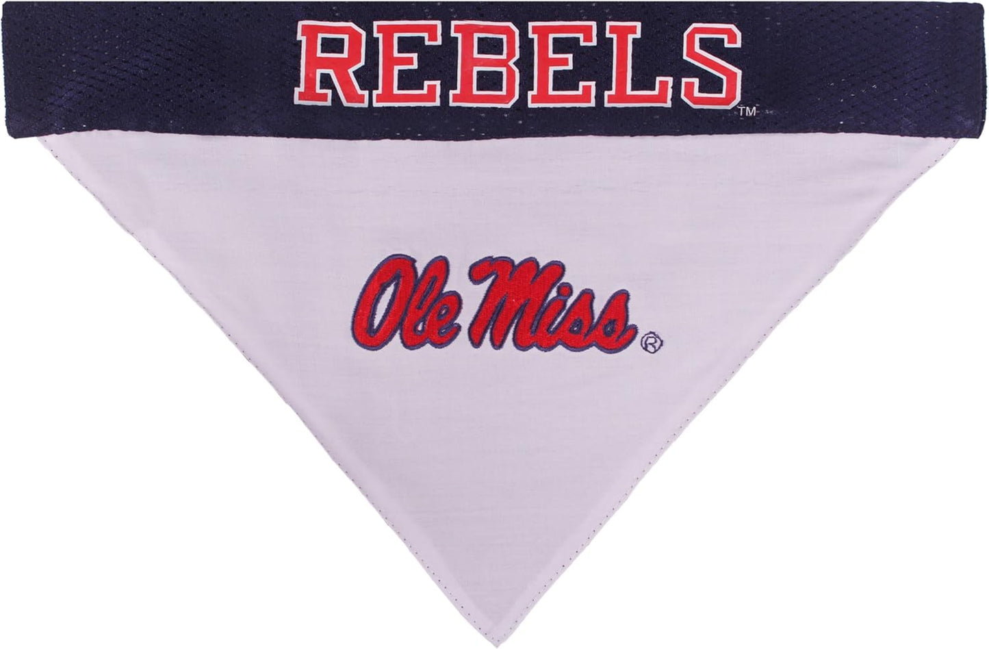 Pets First Collegiate Pet Accessories, Reversible Bandana, Mississippi Ole Miss Rebels, Large/X-Large