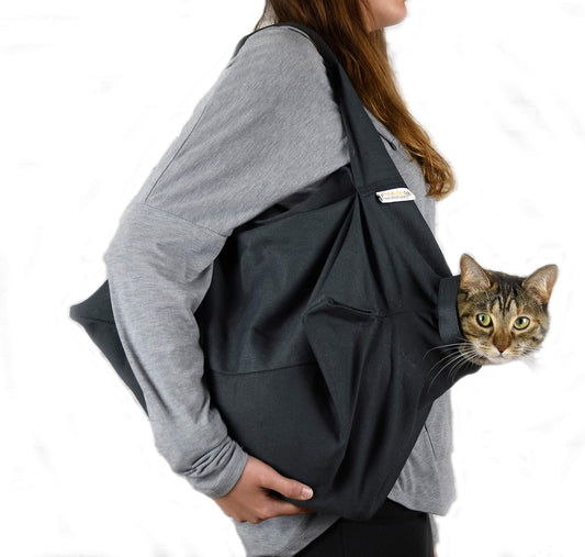 Cozy Comfort Carrier - X-Large Charcoal Grey Cat Carrier Bag, Soft Cat Carrier and Cat Wrap for Nail Clipping, Vet Visits, Medication Administration, Dental Care, and Traveling