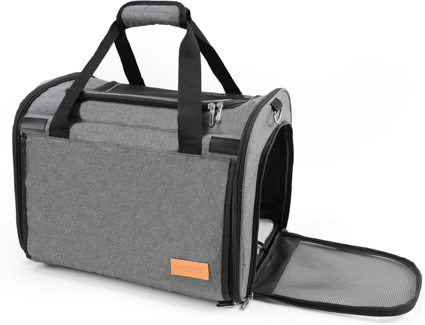 TWDEPART Cat Carrier Backpack - Multifunctional, Firm & Foldable with Roll-Up Shade, Breathable Design Includes Collapsible Bowl & Cushion (Grey)