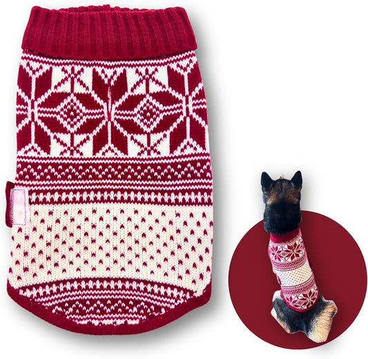 Cute Sweater for Dogs and Cats Soft Flannel Pet Outfit Warm and Cozy Animal Hoodie Small to Large Pet Clothes for Halloween Parties and Everyday Wear (Medium, Red National Totem)