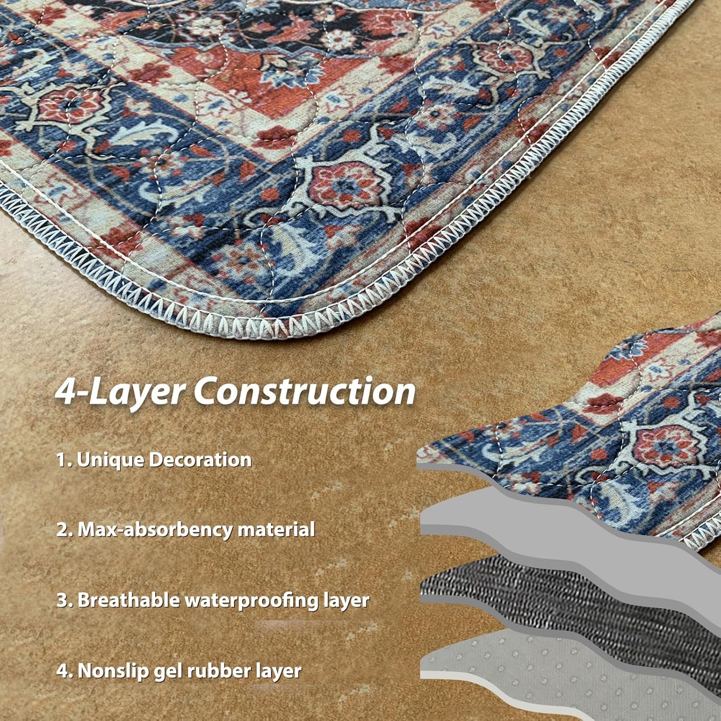 nunubaby Washable Pee Pads for Dogs, Stylish, Non-Slip and Leak-Proof Pee Pads. Reusable Potty Pads for Dogs for Crates and Floors.(Red/Floral, 54" x54")