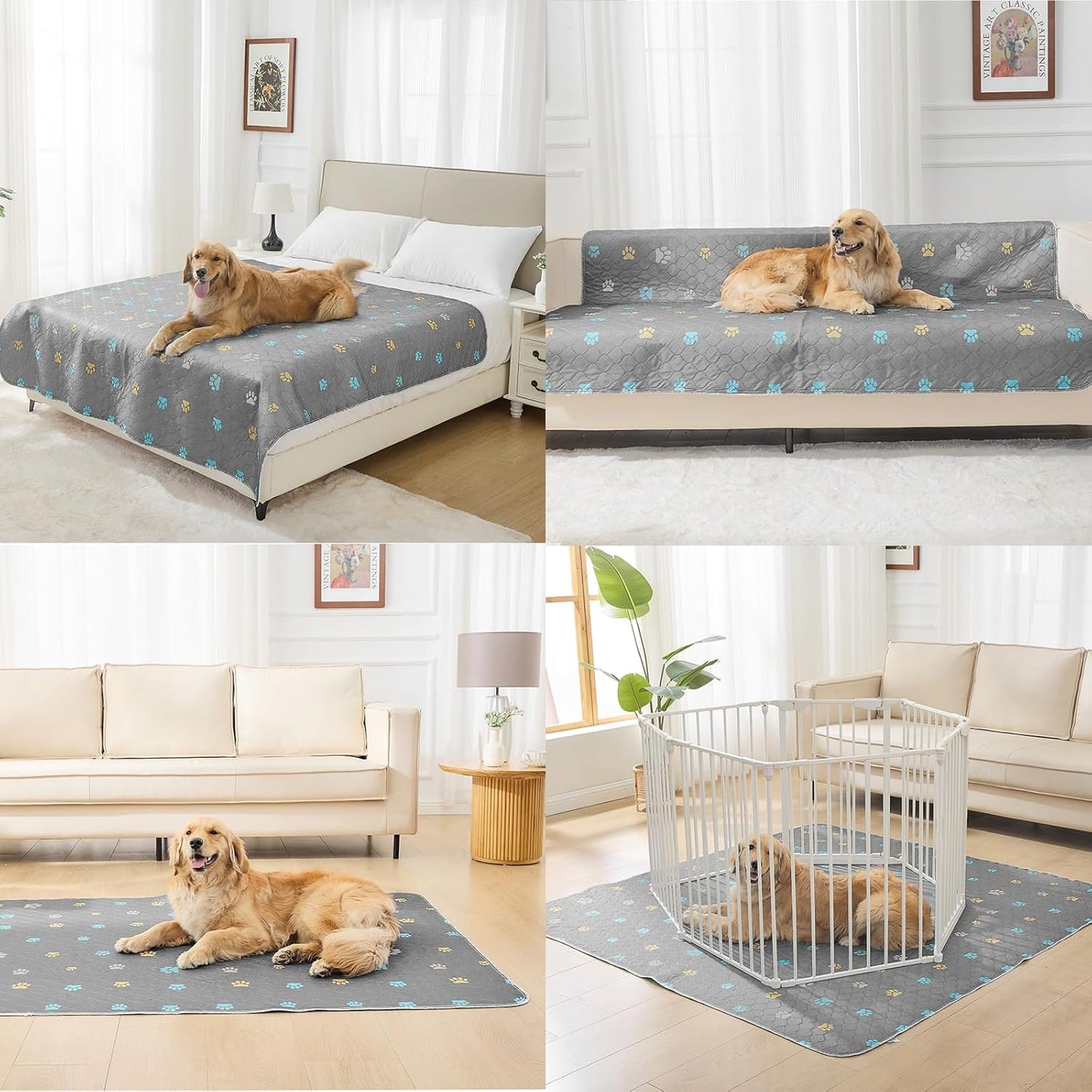 Aitmexcn Washable Puppy Dog Pee Pad, 2PCS 100% Waterproof Whelping Training Mat for Puppy/Senior Dog, Fast Drying Reusable Puppy Pads for Indoor, Outdoor and Car Travel- 18x24'' Llight Gray