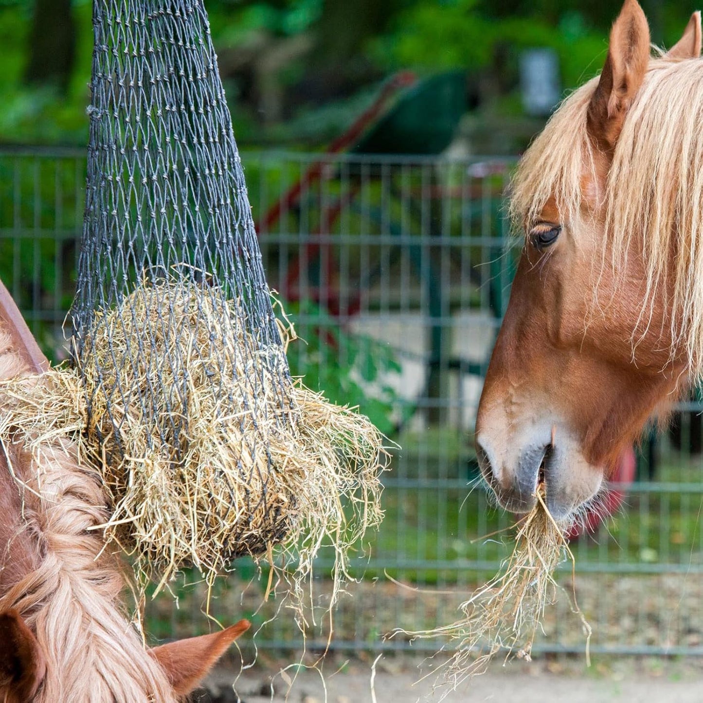 Fabbay 4 Pcs Slow Feed Hay Net Feeder Hay Bag for Horses Slow Feeder 40 Inch Length with 2 Inch Holes Hanging Horse Feed Net for Goat Cattle Equine Stalls Barn Supplies(Black)