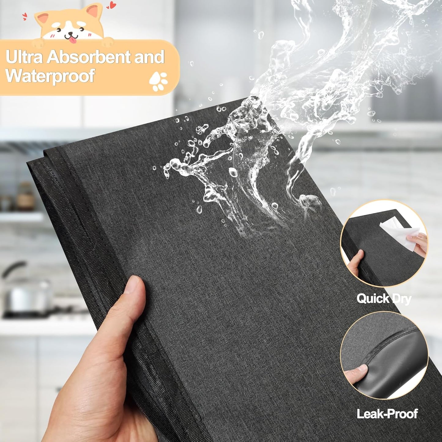 Dog Crate Mat Liner, Washable Pee Pads for Dogs, Absorbs Urine, Non-Slip, Waterproof Under Dog Crate Mat Floor Protector for Kennel Training, Protects Floors from wear and Scratches, (29"x48")