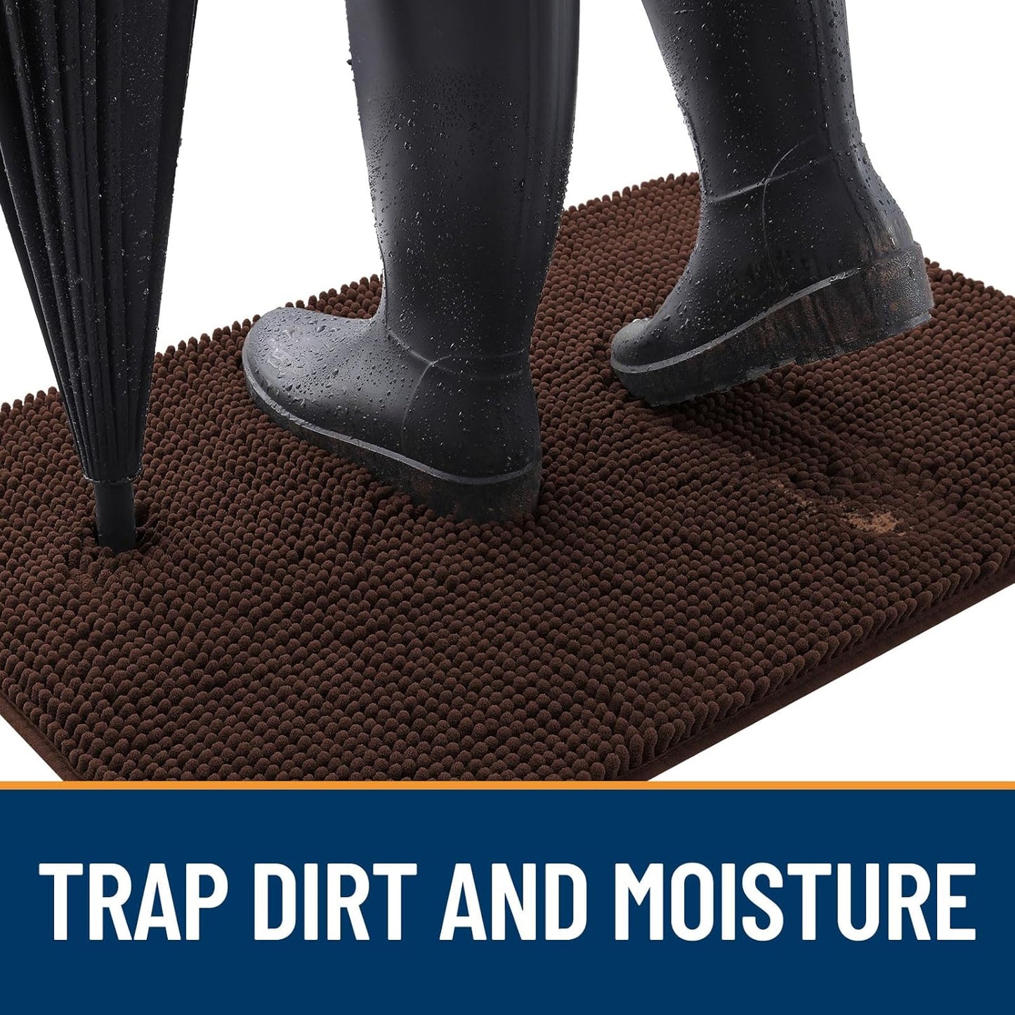 OLANLY Dog Door Mat for Muddy Paws 59x24, Absorbs Moisture and Dirt, Absorbent Non-Slip Washable Doormat, Quick Dry Chenille Mud Mat for Dogs, Entry Indoor Entryway Carpet for Inside Floor, Brown