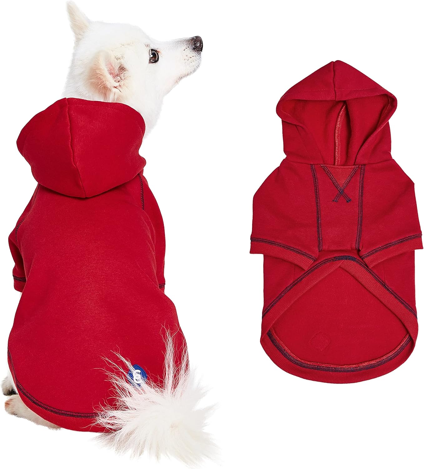 Blueberry Pet Essentials Soft & Comfy Better Basic Cotton Blend Dog Hoodie Sweatshirt in Red, Back Length 18", Pack of 1 Jacket for Dogs