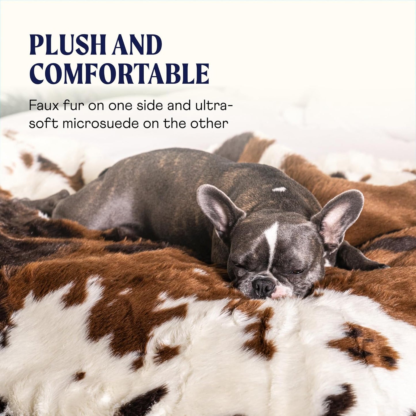 PupProtector Waterproof Throw Blanket for Dogs and Cats, Pet Blanket Cover for Couches, Sofas, Beds, Car Seats, Furniture, Calming Soft Faux Fur, Brown Cowhide, Large (80" L x 62" W)