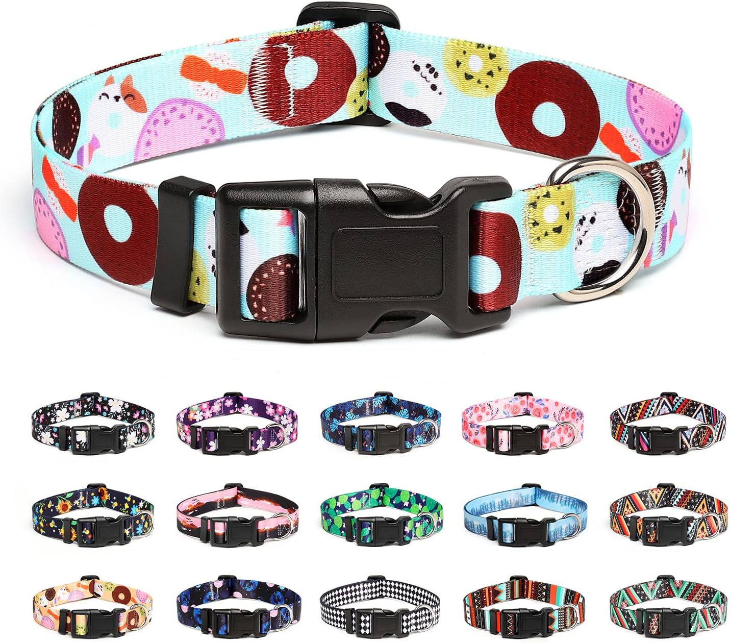 Mercano Adjustable Dog Collar - Special Design Patterns, Soft Nylon Comfortable Durable Pet Collar for Small Medium Large Dogs (XS, Blue Cookie)