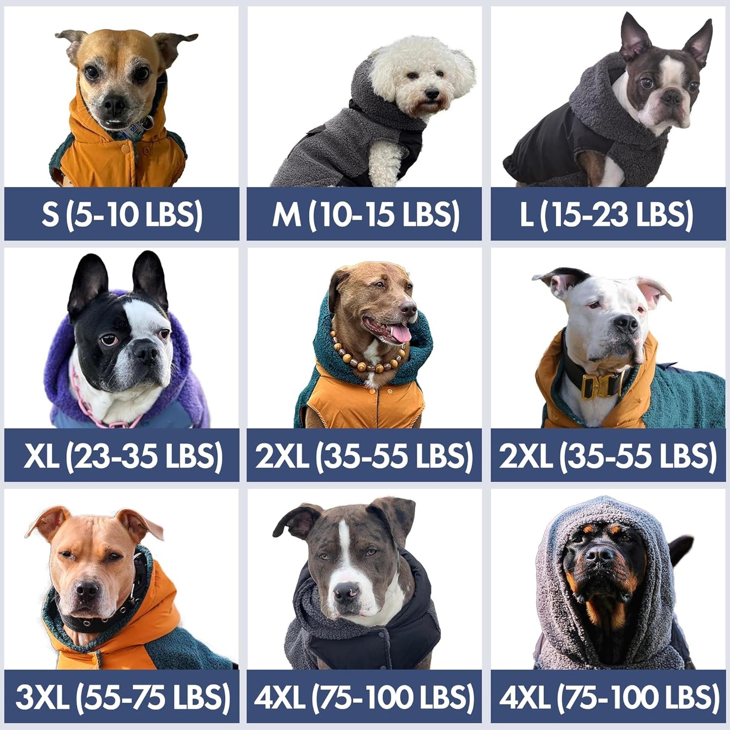 Spark Paws Reversible Dog Sweater, Sherpa Jacket Vest with Warm Fleece Lining, Warm Coat for Winter, Suitable for Small Medium, Large, XL XXL Dogs - Purple and Navy Blue - XL