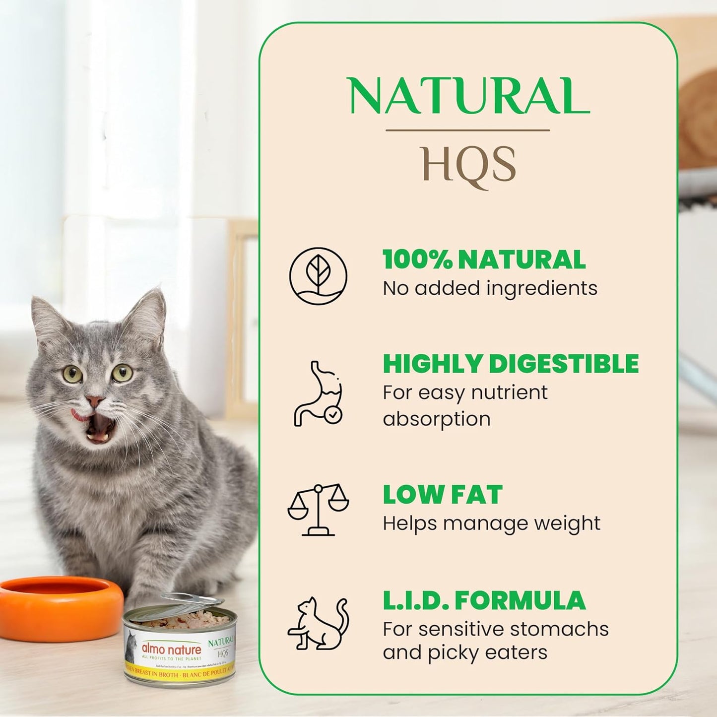 almo nature Wet Cat Food HQS Natural Rotational Diet Fish Selection & Chicken Drumstick - Variety Pack, Grain Free, Additive Free, Highly Digestible, Preservative Free 2.47-oz, 12 Pack