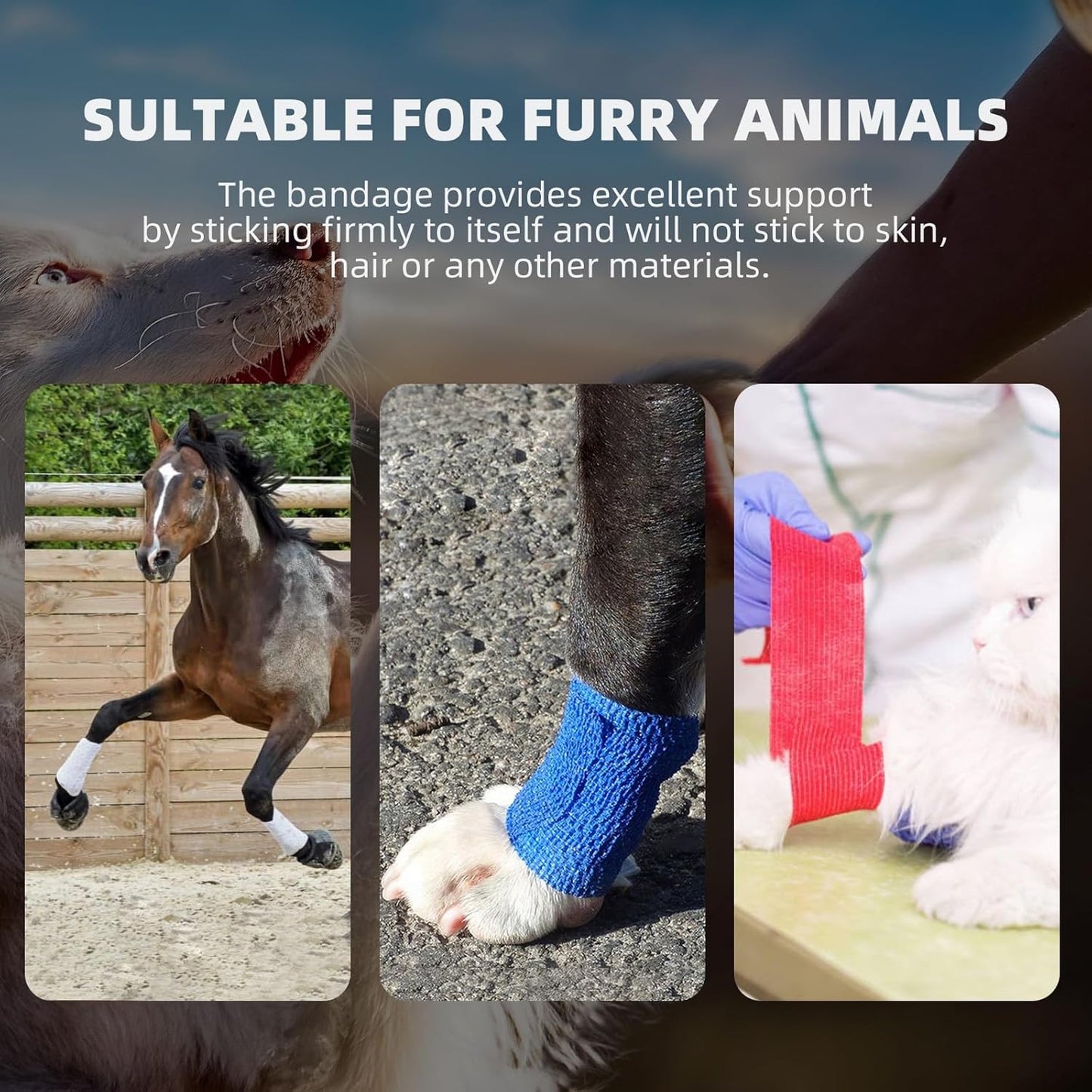 OK TAPE Self Adherent Cohesive Bandages Wrap - 6Packs, 4" x 5 Yards, Non-Woven Self Adhesive Bandage Wrap for Thumb, Finger, Wrist, Ankle, Vet Wrap Bandages Tape (Black)