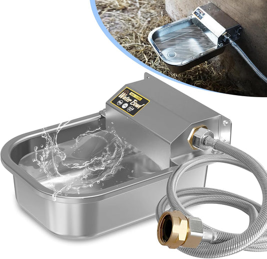 Automatic Water Dispenser for Dogs, 101oz Outdoor Dog Water Bowl, 304 Stainless Steel Water Feeder for Small to Large Pets, Large Livestock Waterer, Anti-Tipping, Water Auto-Fill, Easy to Clean