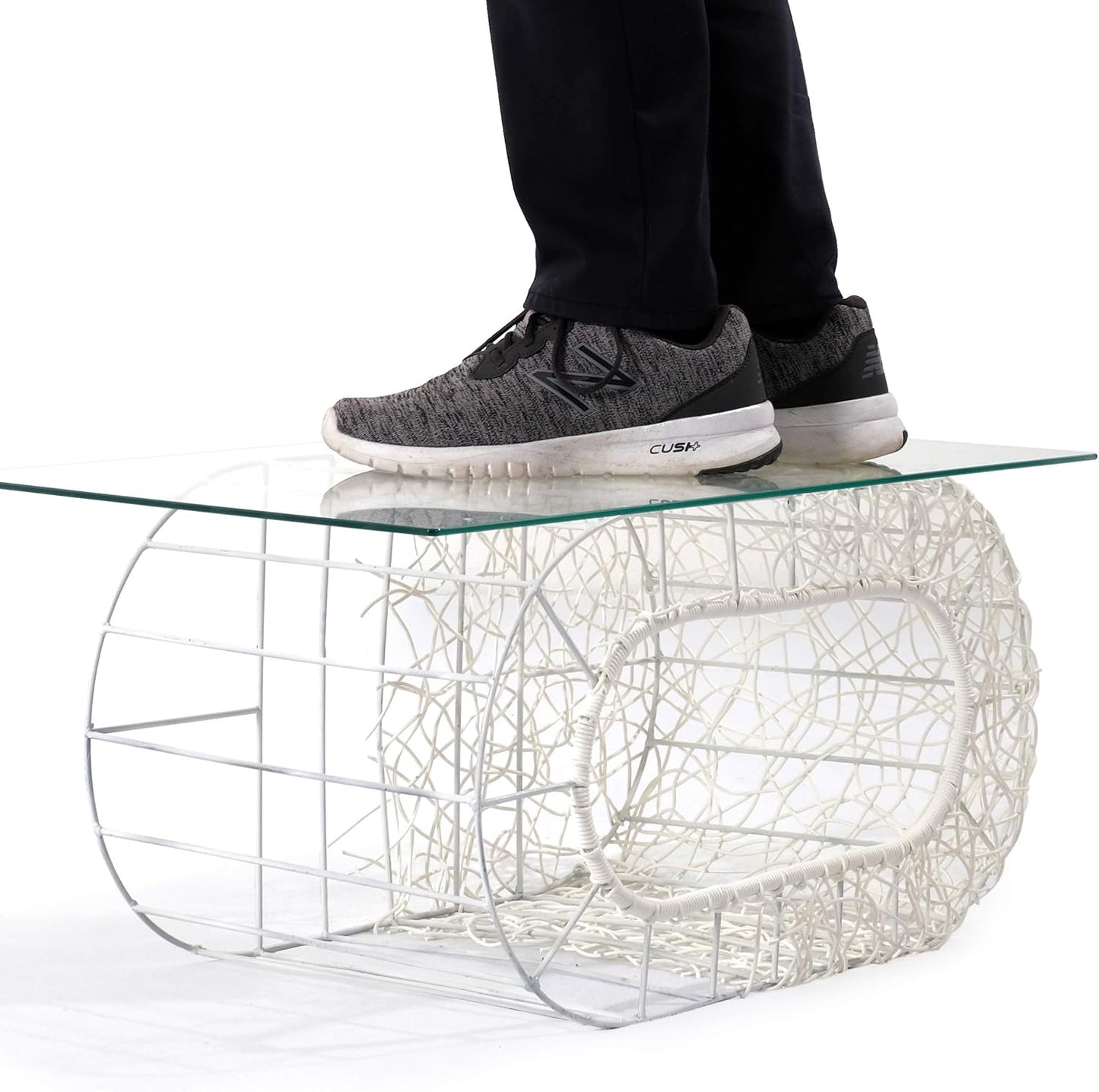 D+GARDEN Fun Stackable White Cat Condo for Indoor Cats - Interactive Play Rattan Modern Cat House for Indoor Cats Kitty, Pet Friendly Top/Side House Entry, Cat Bed Enclosed